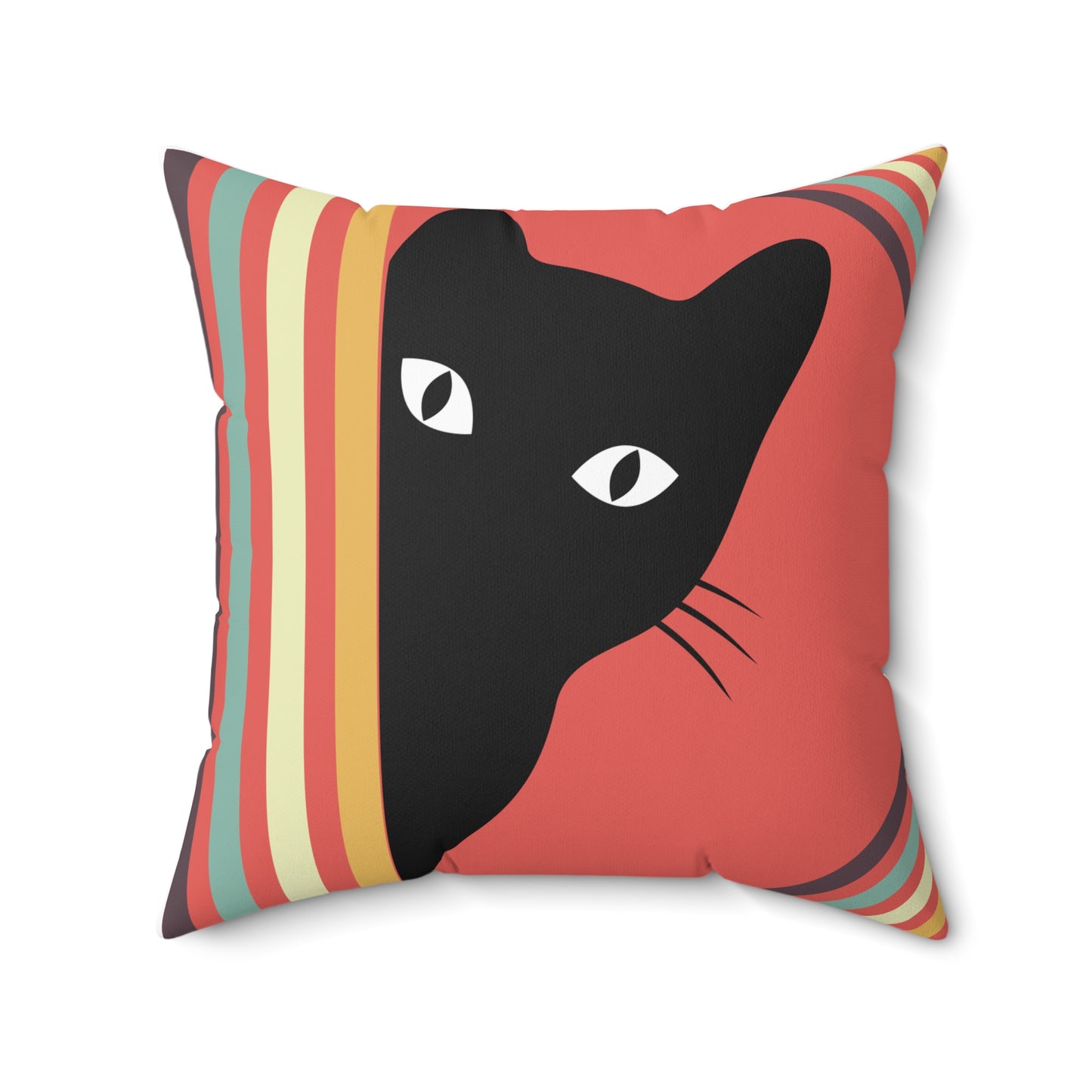Watching You Cozy Cat-Themed Square Pillow, Cute Cat Decor, Home Accent, Pet Lover Gift, Cat Lover Gift, Colorful Throw Pillow