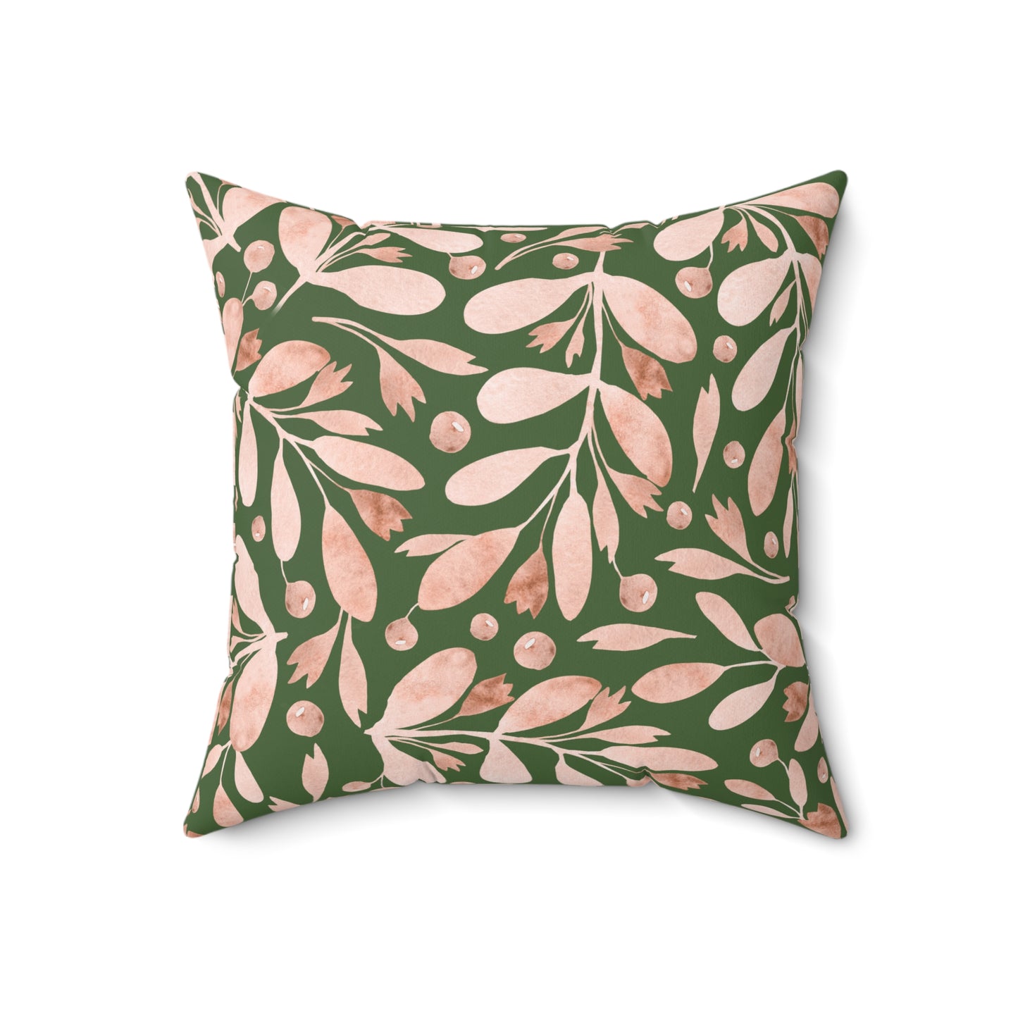 Orchid Embrace Throw Pillow – Soft Pink Blossoms & Foliage on Muted Green Botanical Square Pillow, Floral Throw Cushion, Home Decor Pillow, Gift for Her, Cozy Living Room Accent