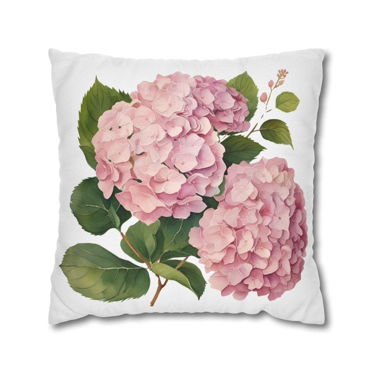 Tri Blushing Pink Floral Hydrangea Square Pillowcase - Cozy Home Decor