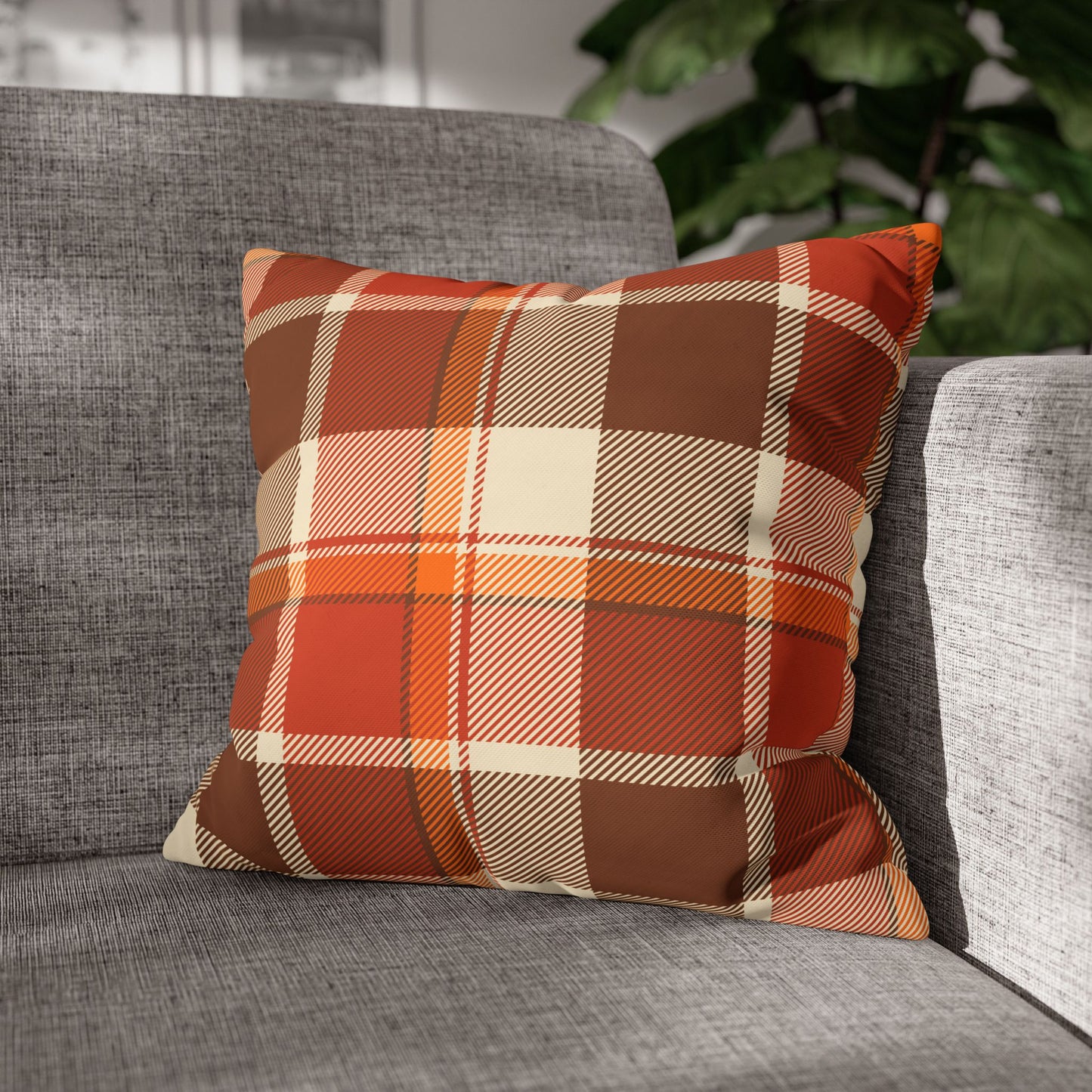 Cozy Plaid Pillowcase for Fall Decor, Home Accent, Gift for Her, Seasonal Decoration, Couch Accessory