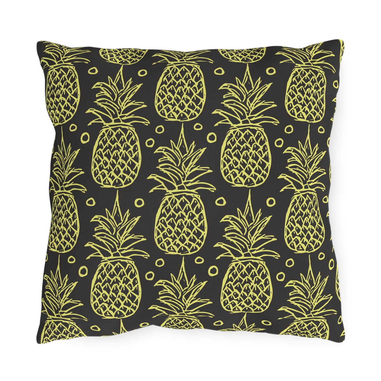 Outdoor Pillow - Tropical Welcome Pineapple Bright Yellow Summer Decor Design