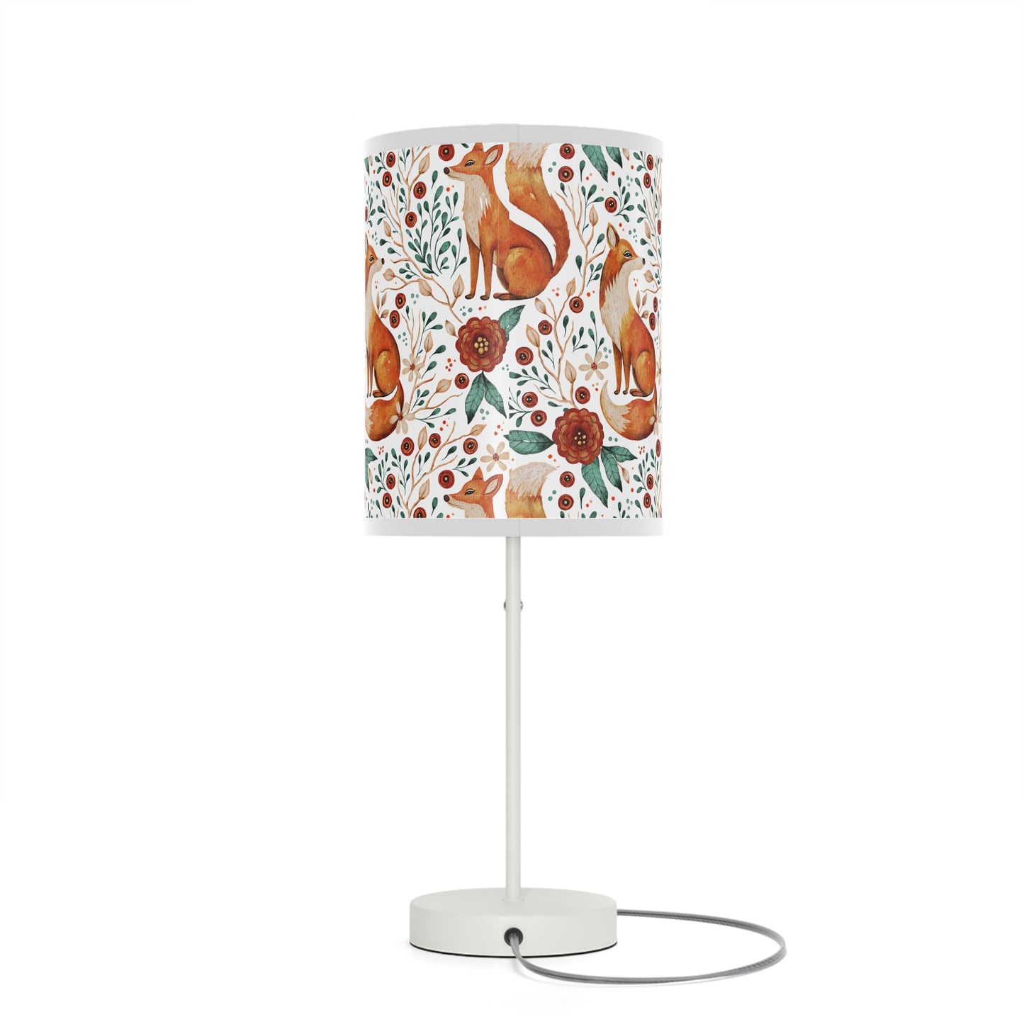 Whimsical Fox Floral Table Lamp - Stylish Decorative Lighting for Cozy Spaces - White