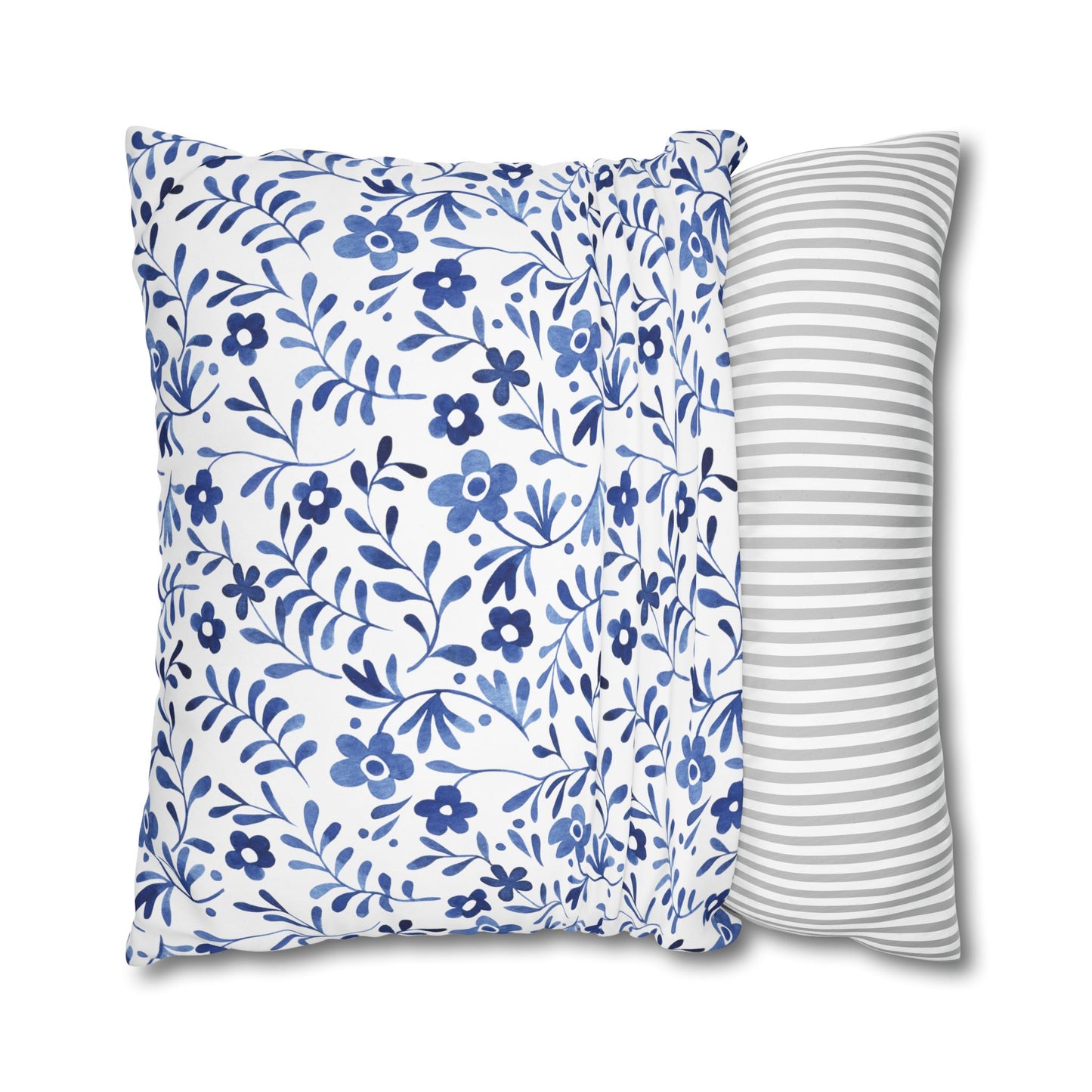 Floral Design Pillowcase - Cozy Home Decor, Decorative Cushion Cover, Blue & White Cushion, Gift for Homeowners, Floral Pillow