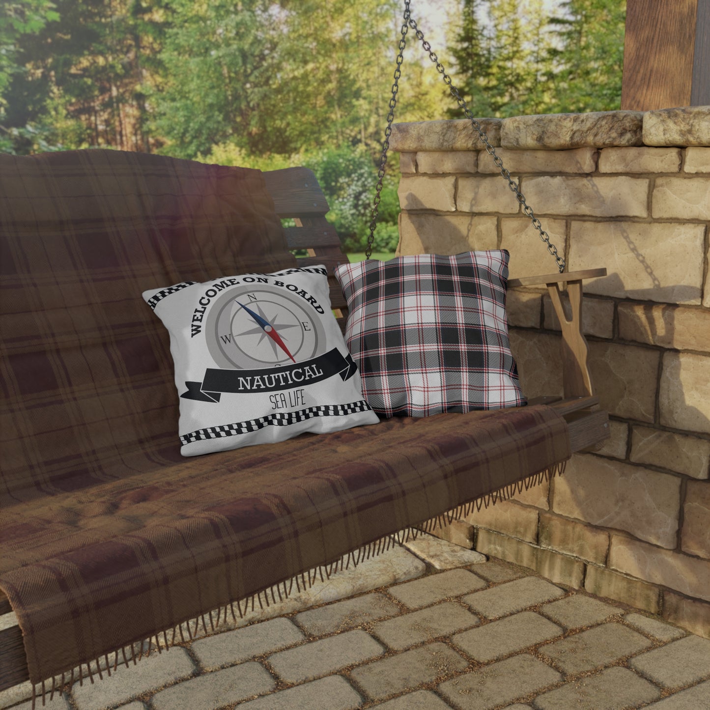 Outdoor Pillows - Welcome On Board Nautical Design