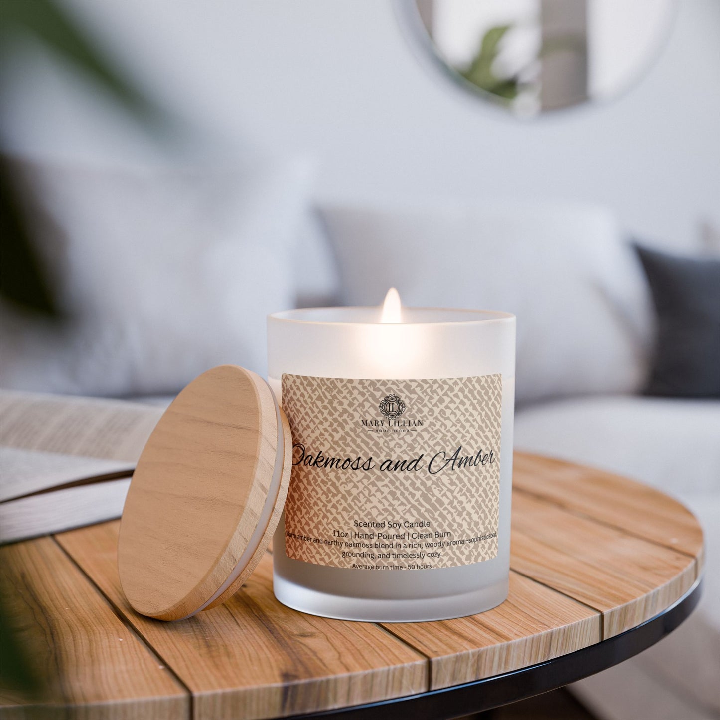 Candle, Woodsy Amber & Oakmoss Scented 11oz