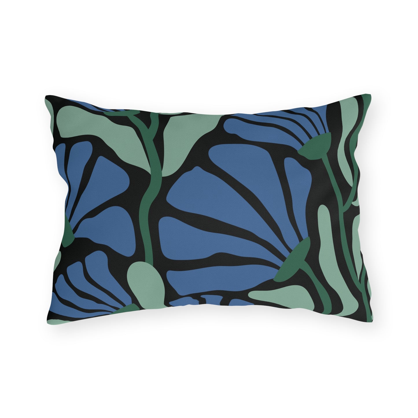 Outdoor Pillow - Blue Butterfly Rustic Matisse Inspired Back Design