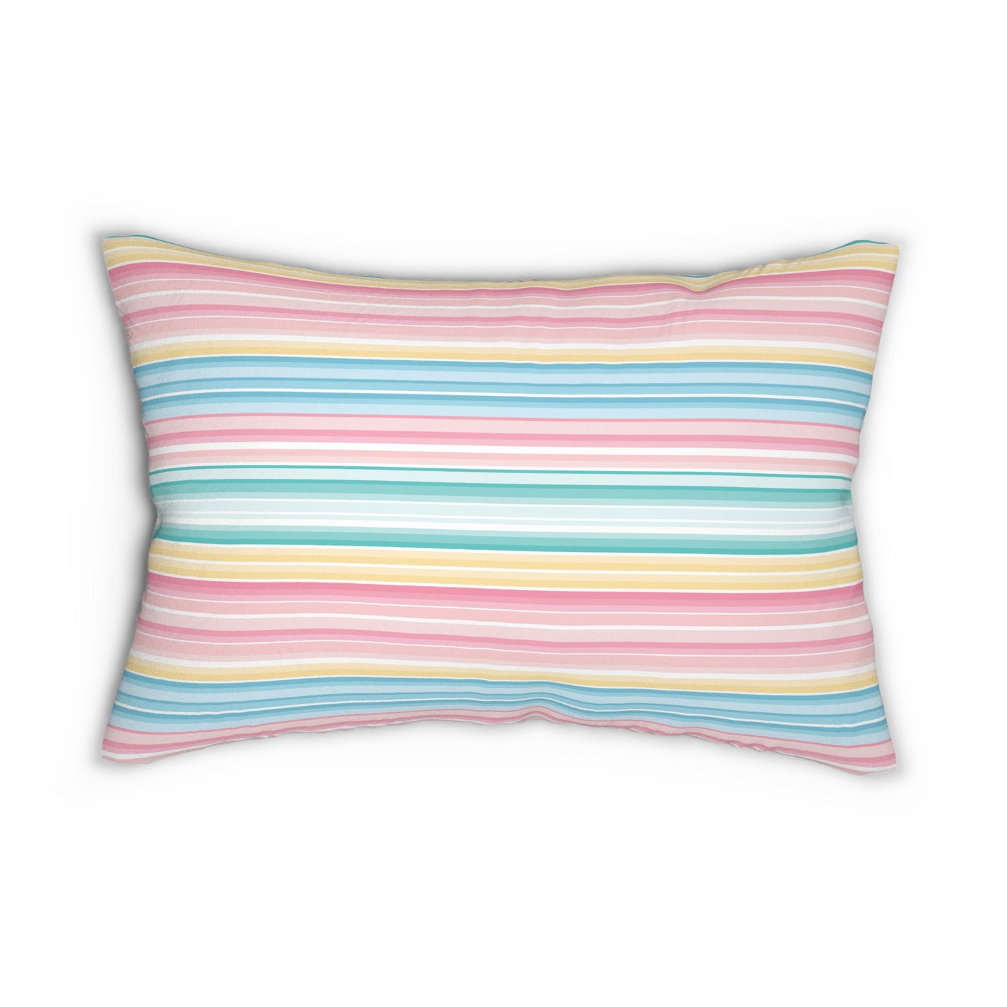 Lumbar Pillow - Tropical Flamingo Decor, Colorful Pink & Stripe Design