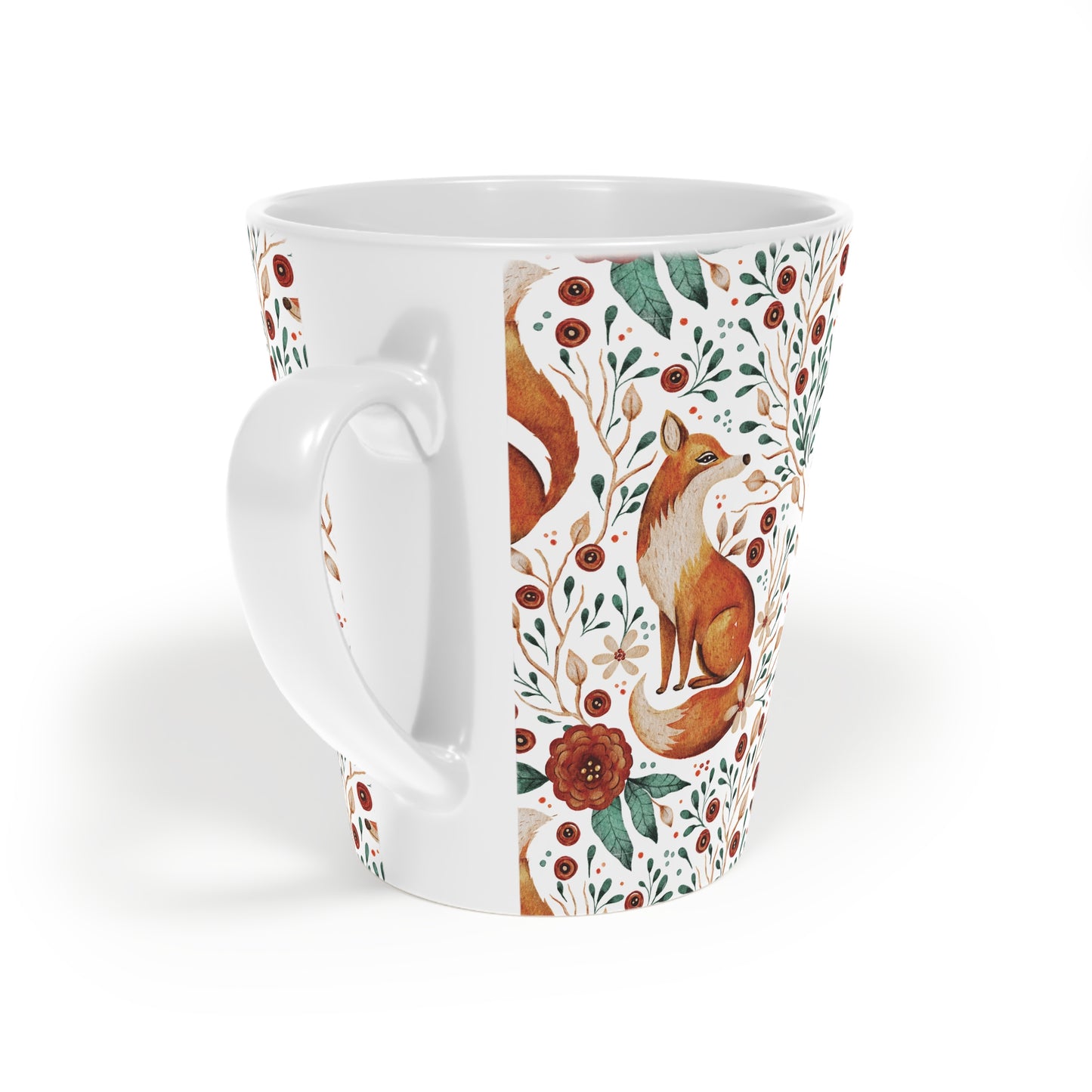 Whimsical Fox Latte Mug - 12oz Floral Design for Cozy Mornings