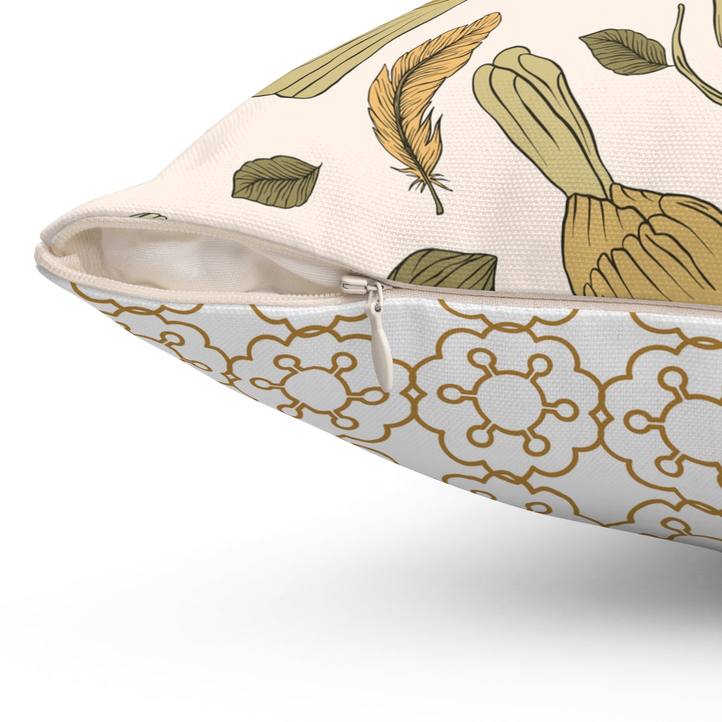 Throw Pillow Flora and Songbirds Eating Berries