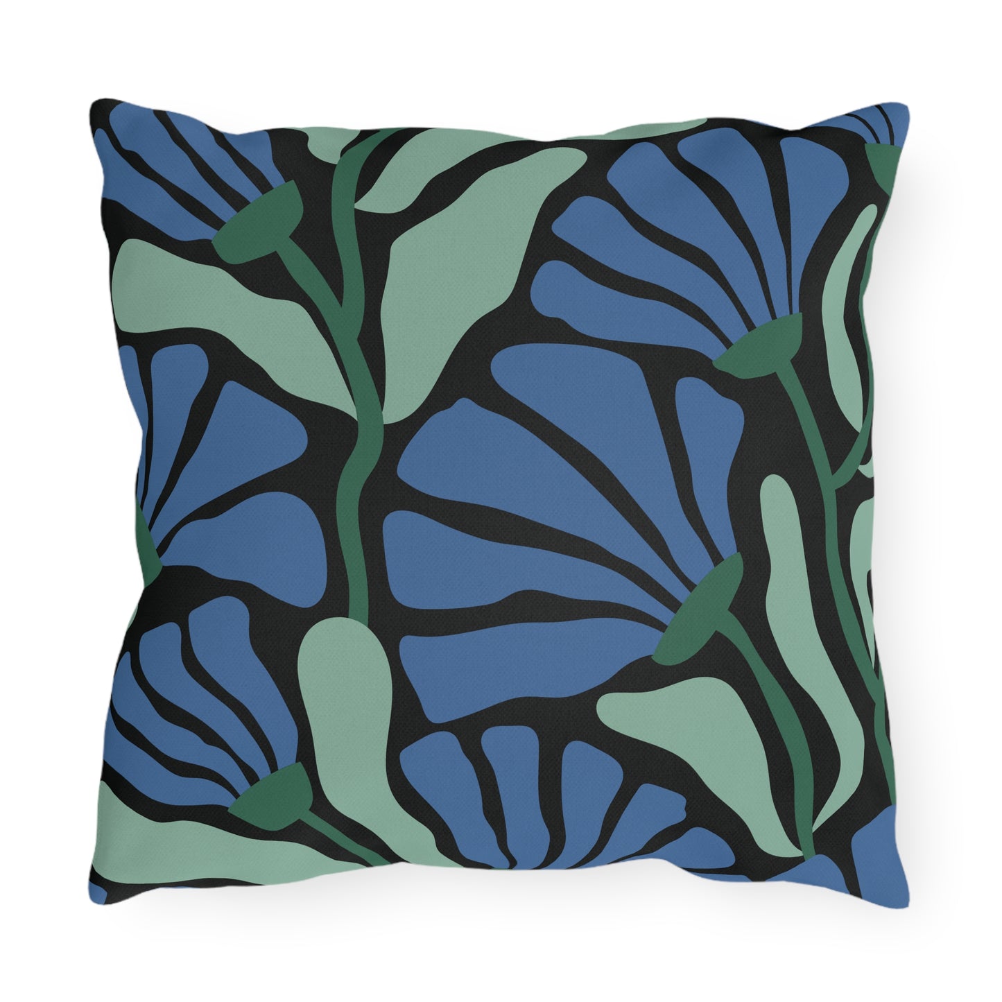 Outdoor Pillow - Blue Butterfly Rustic Matisse Inspired Back Design