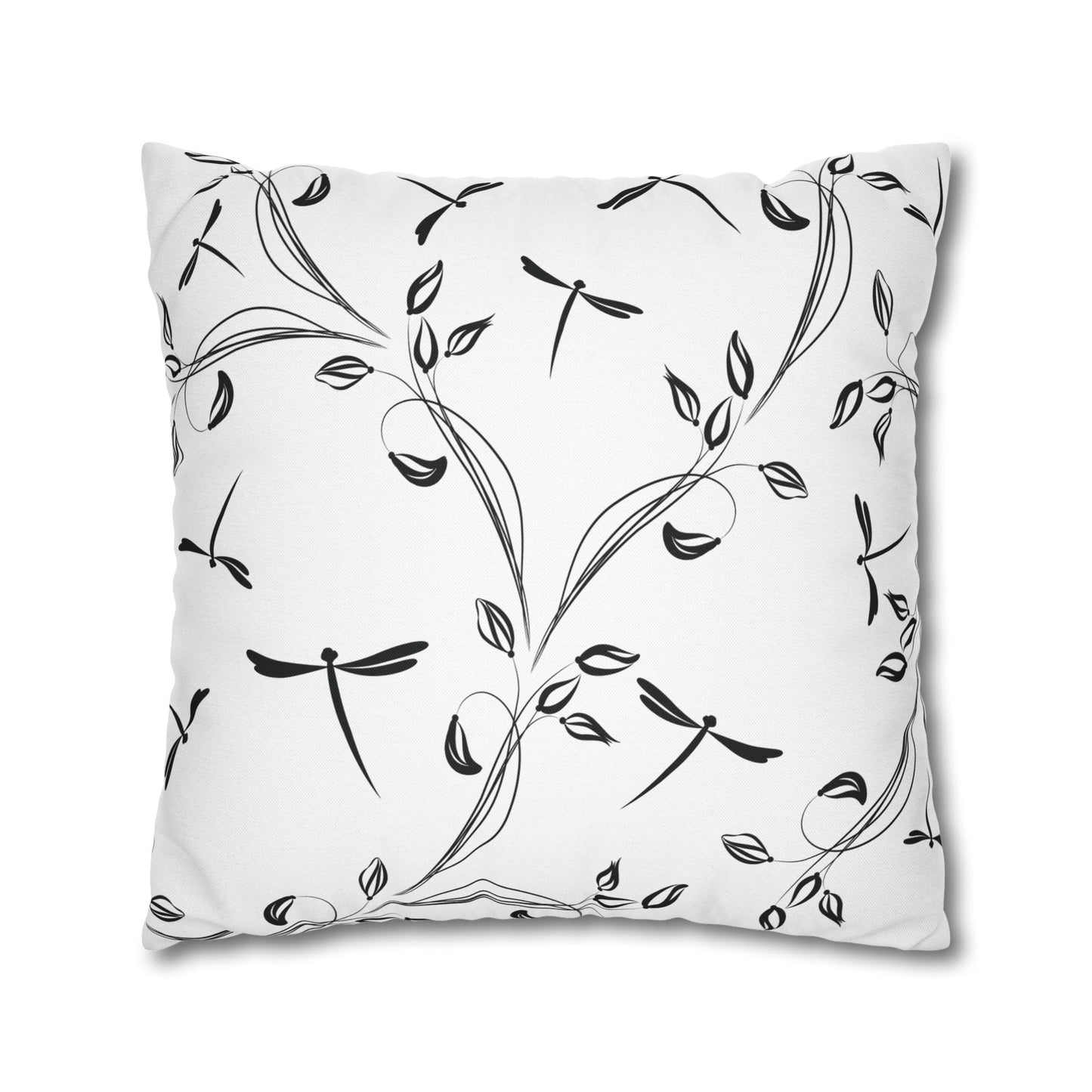 Charming Black and White Loving Heart Dragonfly Pillowcase - Cozy Home Decor, Modern Accent, Gift for Nature Lovers, Spring Vibes, Mother's Day