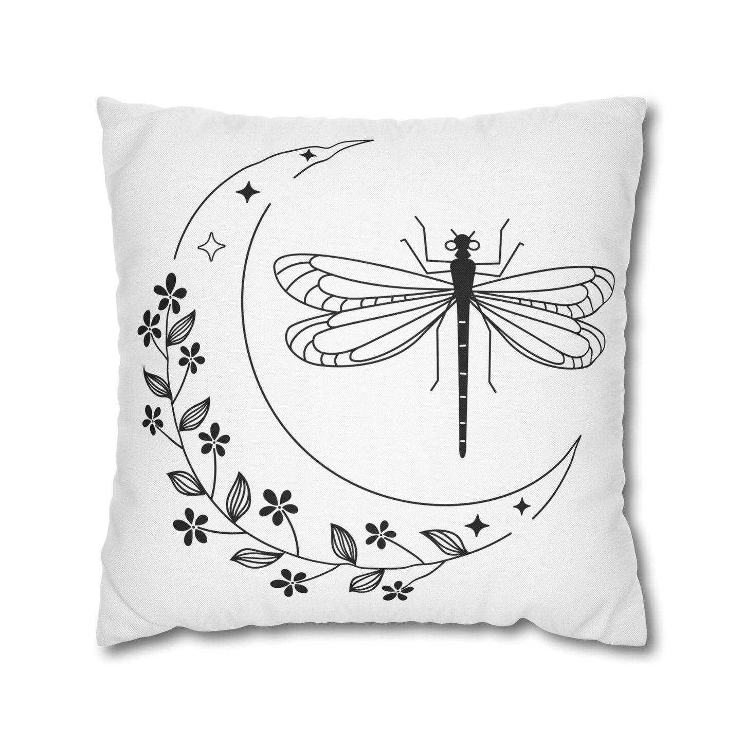 Moonlit Dragonfly Pillowcase - Boho Home Decor, Throw Pillow Cover, Gift for Nature Lovers, Cozy Bedroom Accent, Unique Home Accessories