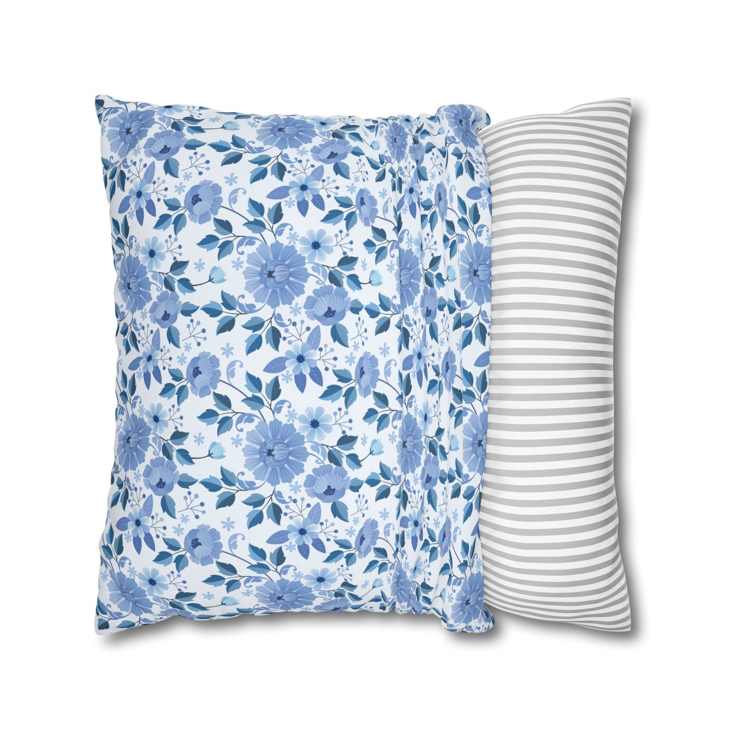Floral Print Throw Pillowcase, Cozy Home Decor, Gift for Her, Accent Cushions, Living Room Comfort, Wedding Gift, Blue Flower Cushion
