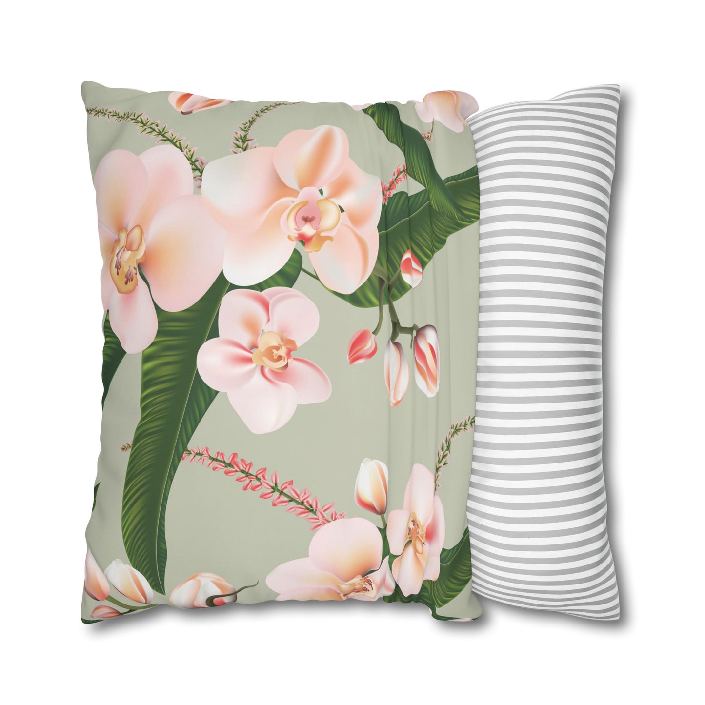 Floral Decorative Pillowcase, Elegant Home Decor, Gift for Her, Cozy Living Room Accent, Pink Orchid Design