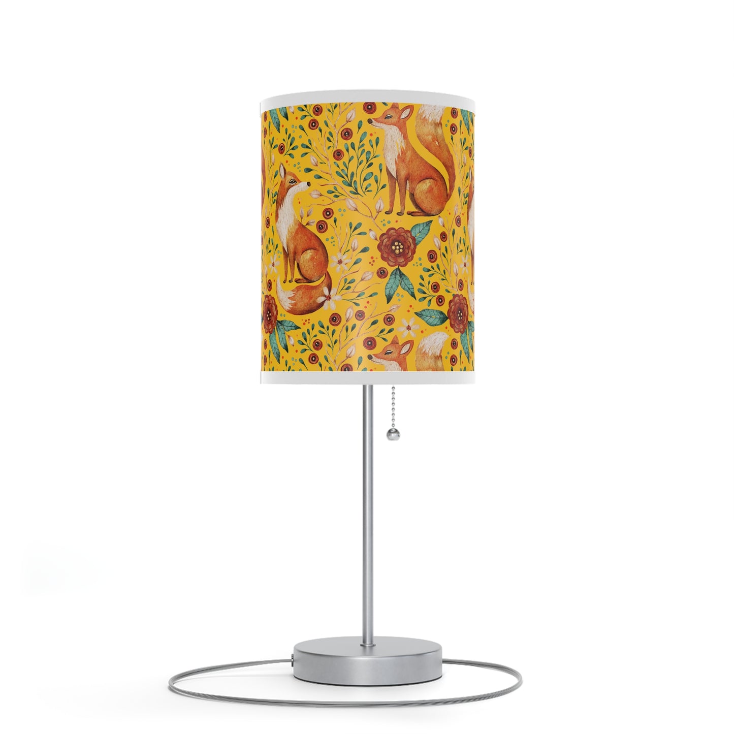 Whimsical Fox Floral Table Lamp - Stylish Decorative Lighting for Cozy Spaces - Yellow
