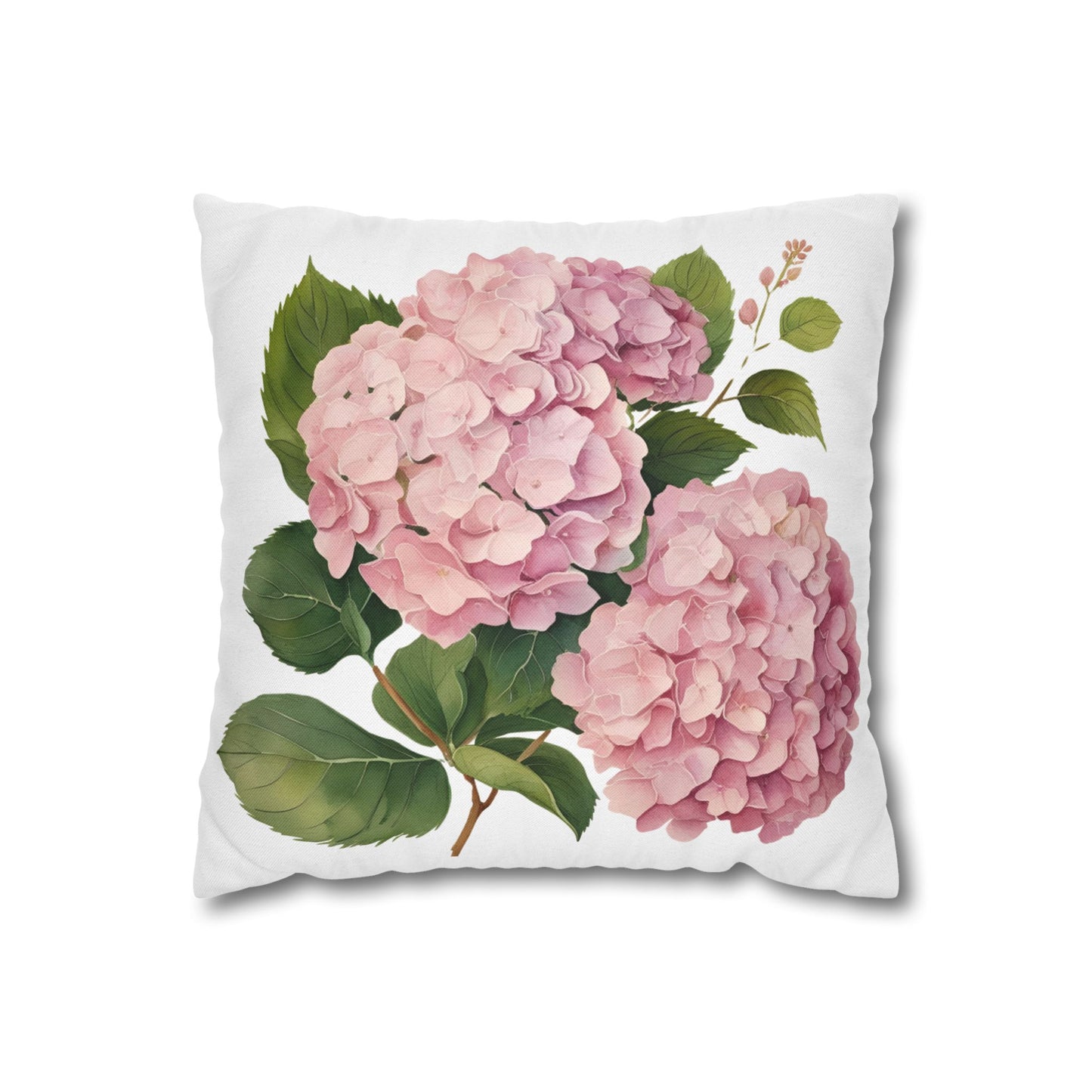Tri Blushing Pink Floral Hydrangea Square Pillowcase - Cozy Home Decor