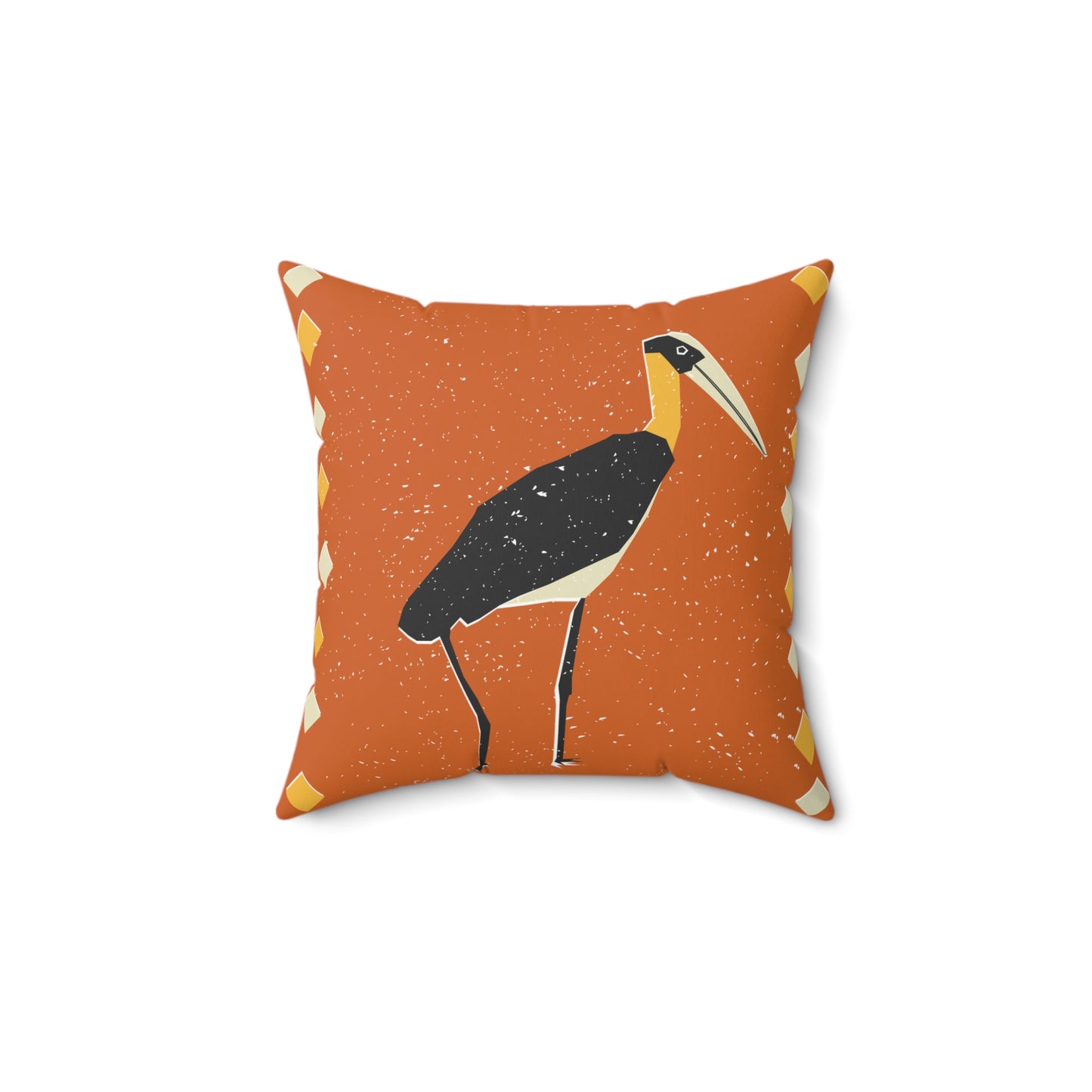 Boho Chic Tall Bird Square Pillow, Decorative Cushion, Home Accent, Unique Gift, Bohemian Decor, Modern Pillowcase