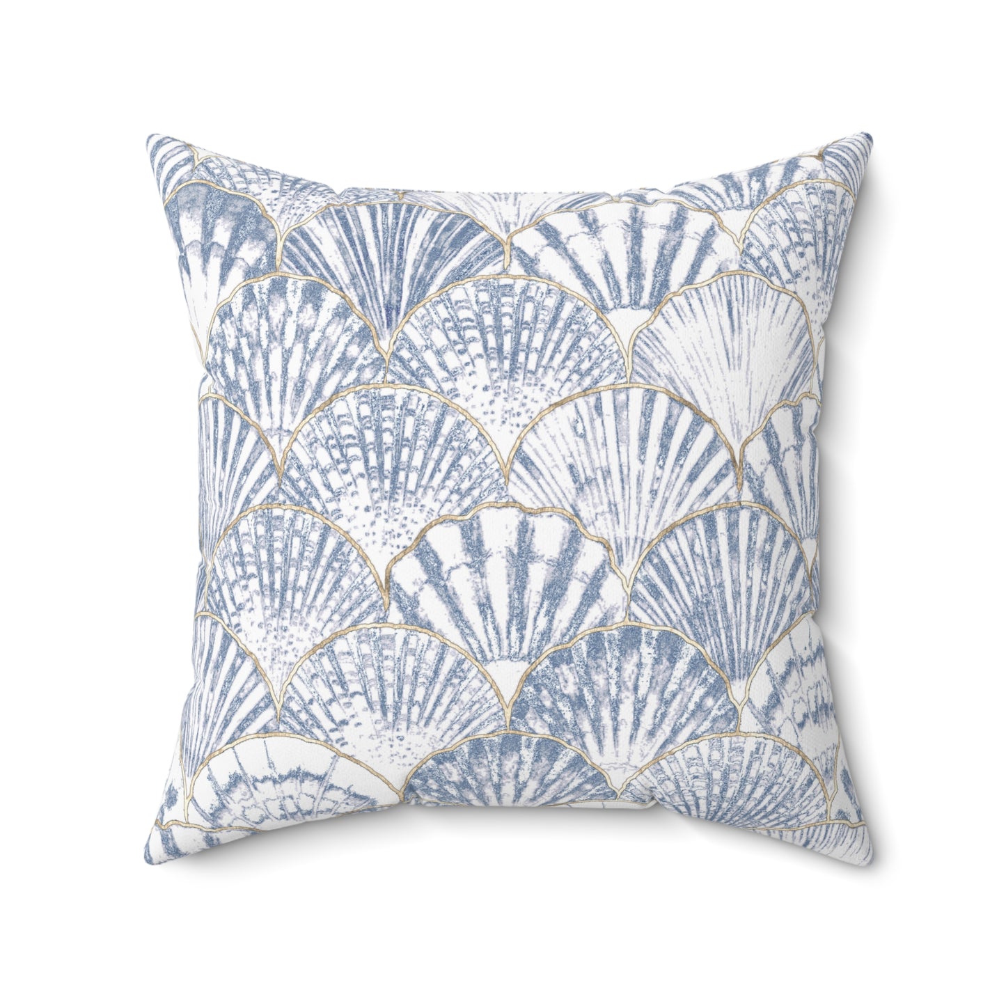 Ocean-Inspired Square Pillow, Coastal Decor, Nautical Living Room Cushion, Shell Pattern Pillow, Beach House Accent