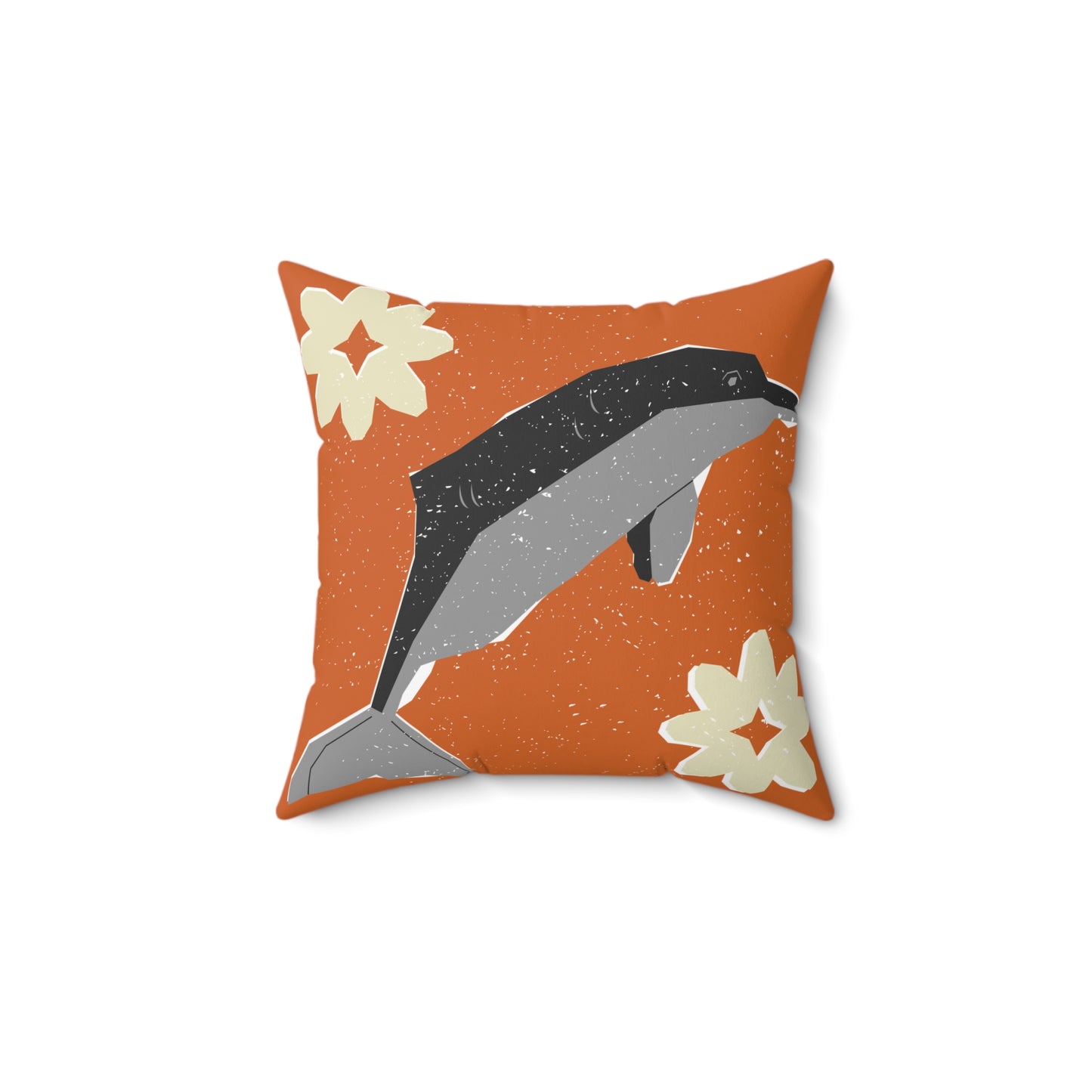 Mary Lillian Sunset Dolphin Throw Pillow – Retro Coastal Bloom