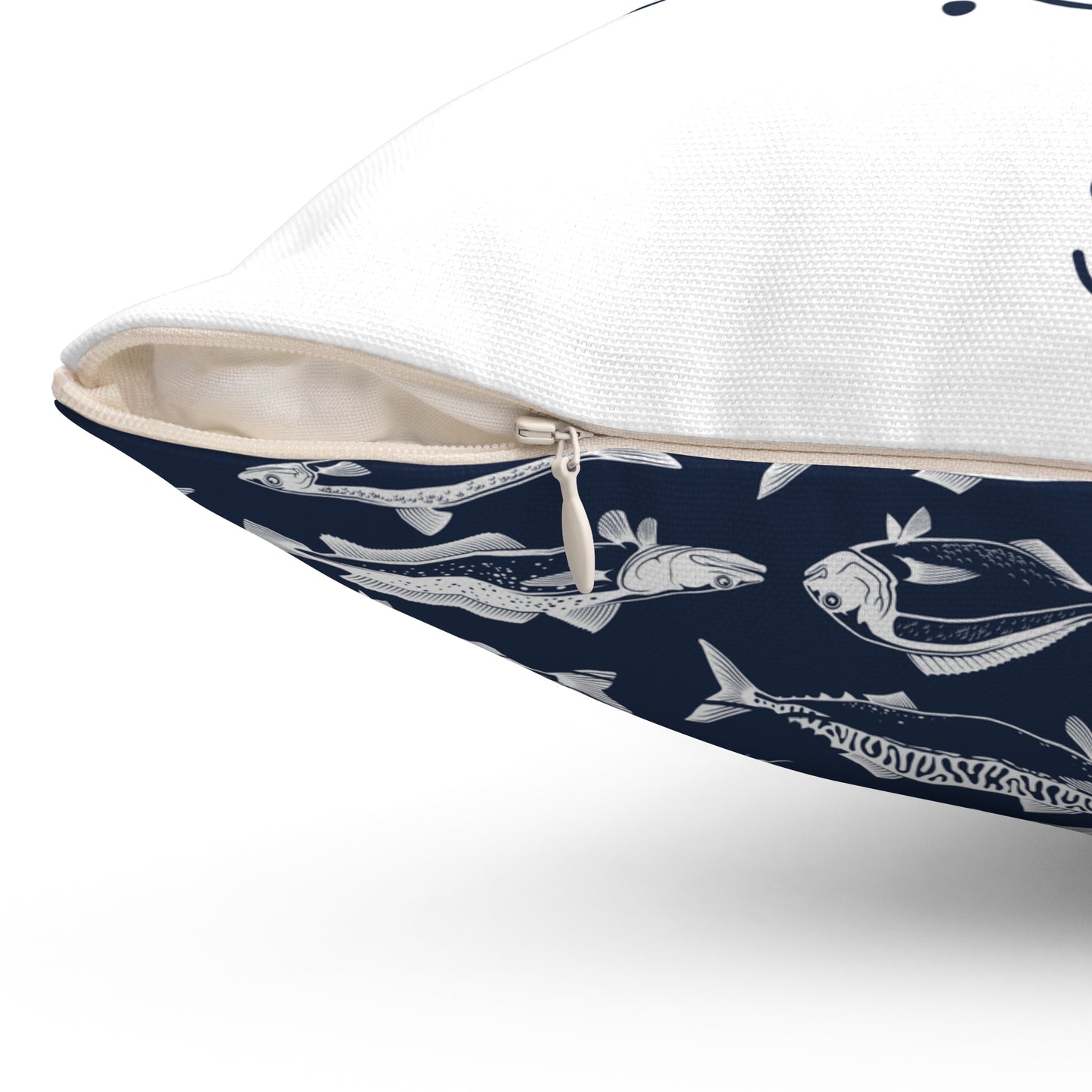 Nautical Cross Design & Fish Pattern on Back Side - Beach Lover Decorative Cushion