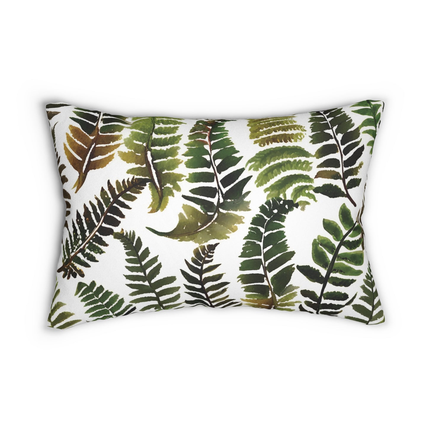 Botanical Fern Lumbar Pillow with Ornate Back Design, Cozy Home Décor, Nature-Inspired Cushion, Stylish Sofa Accent, Perfect Gift for Plant Lovers