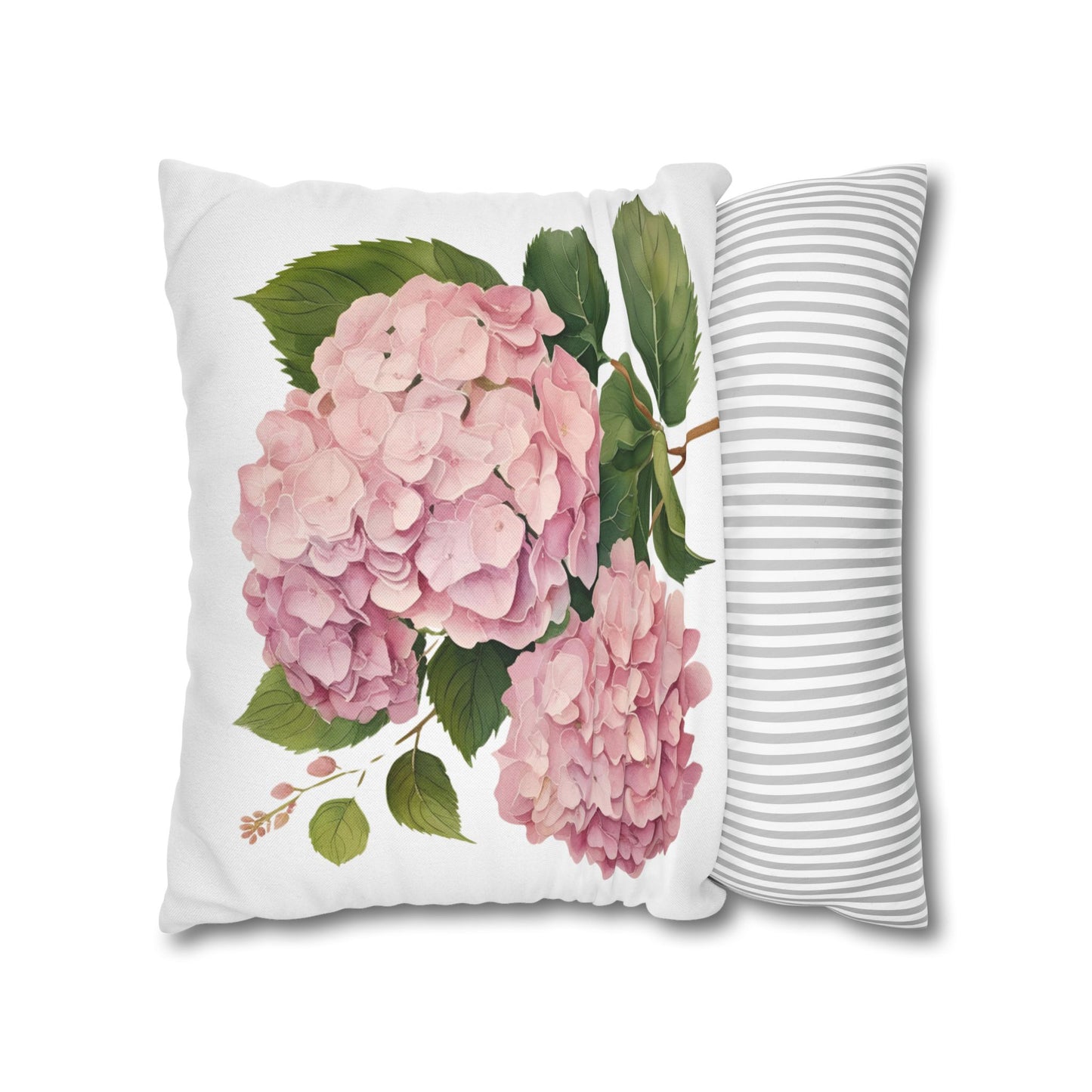 Tri Blushing Pink Floral Hydrangea Square Pillowcase - Cozy Home Decor