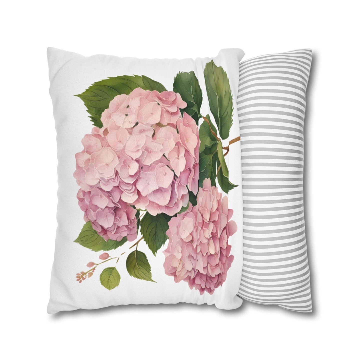 Tri Blushing Pink Floral Hydrangea Square Pillowcase - Cozy Home Decor