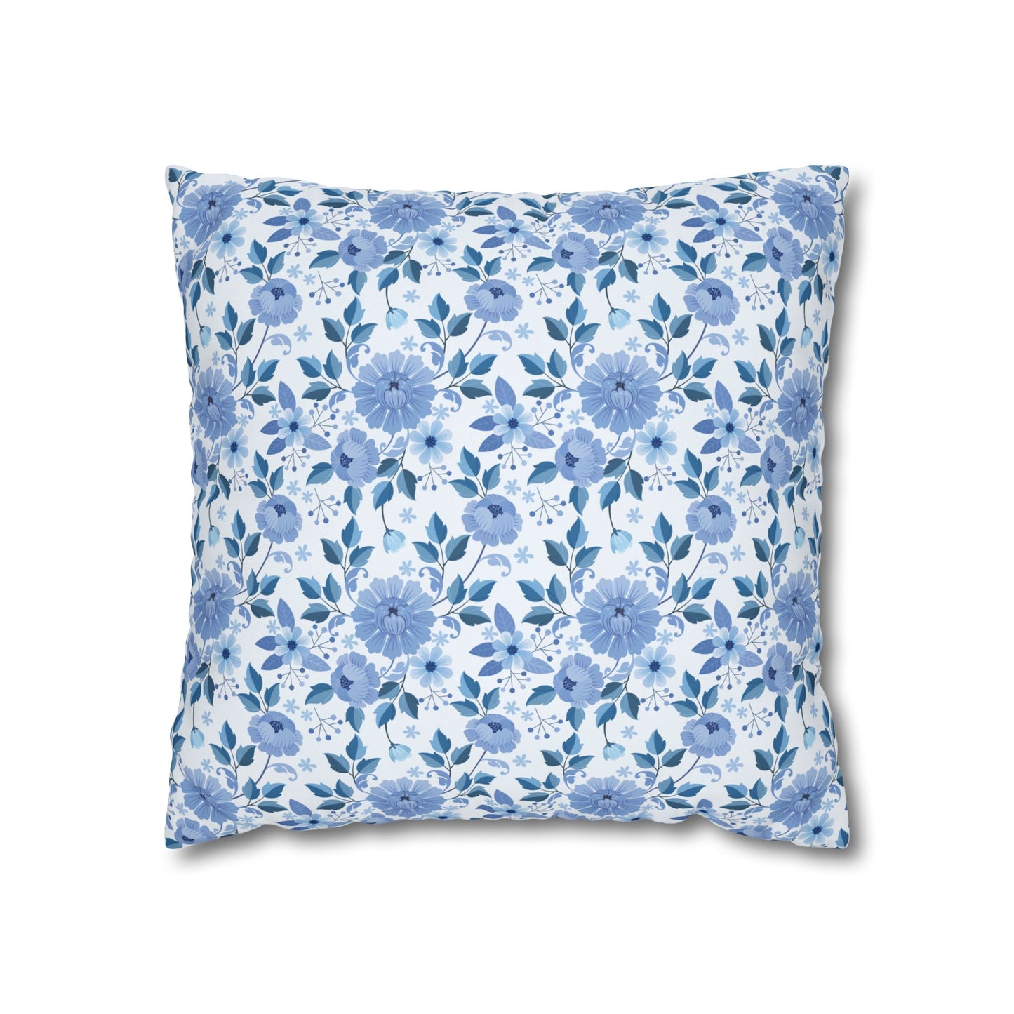 Floral Print Throw Pillowcase, Cozy Home Decor, Gift for Her, Accent Cushions, Living Room Comfort, Wedding Gift, Blue Flower Cushion