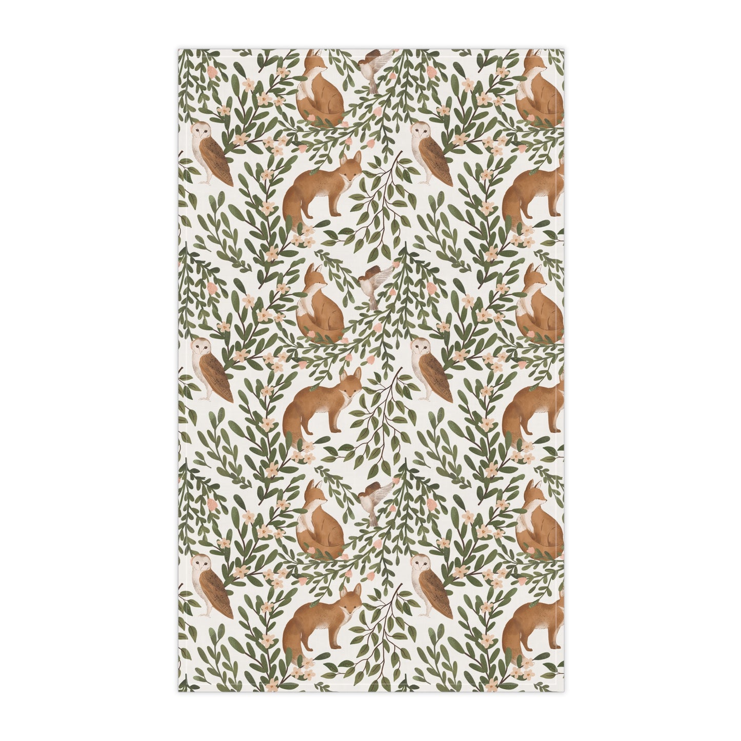 Little Fox & Owl Cotton Kitchen Towel – Woodland Charm