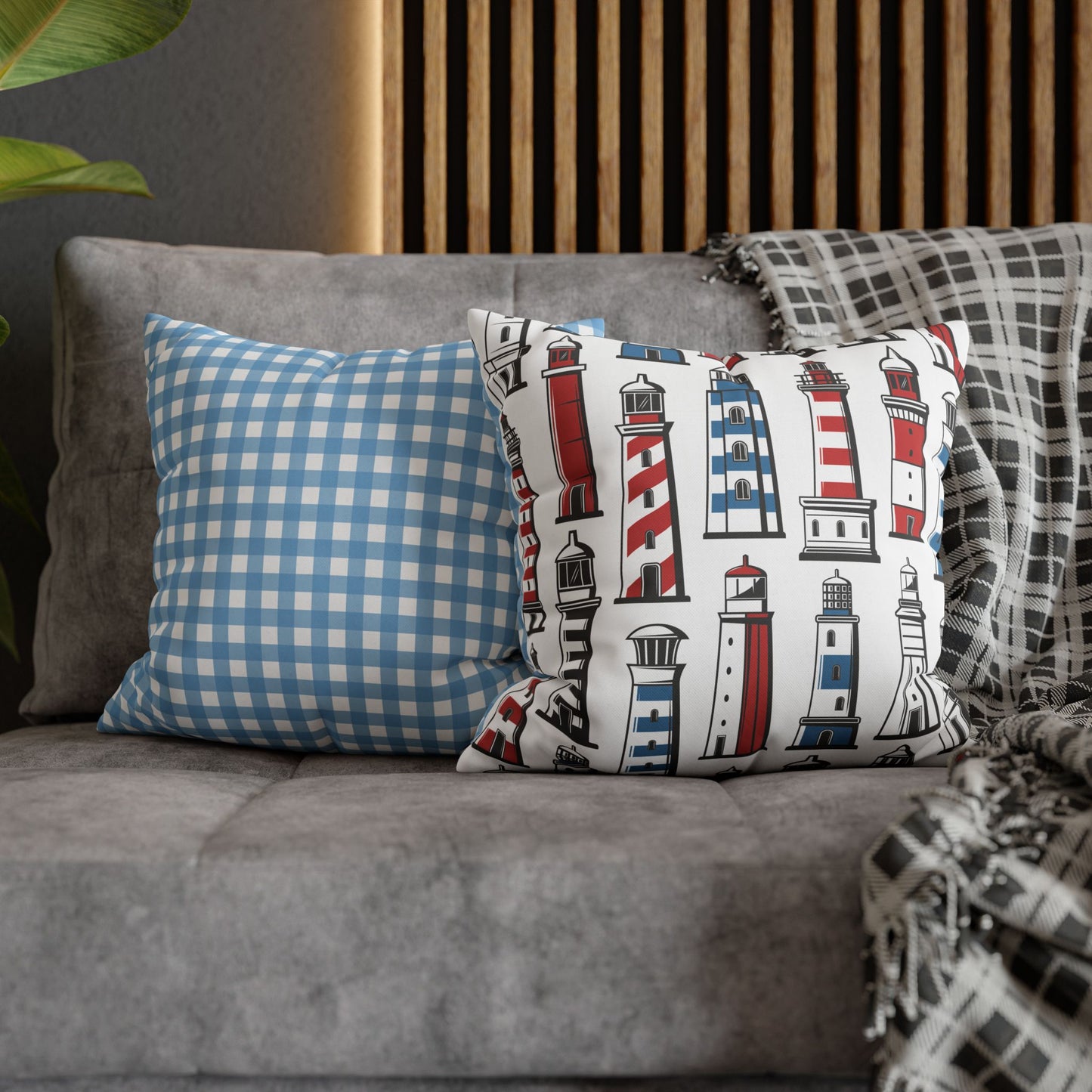 Nautical Lighthouse Pillowcase, Coastal Decor, Beach House Gift, Modern Home Accent, Summer Vibes, Vacation Theme