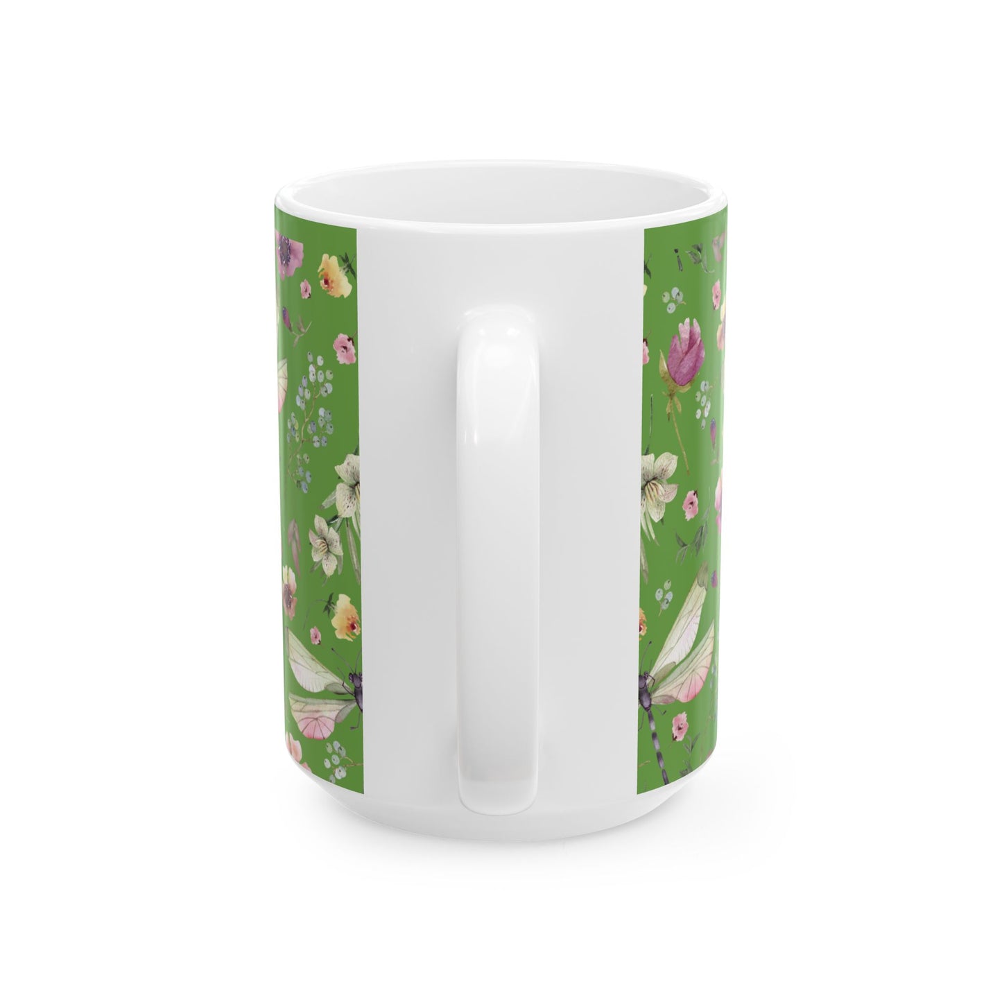 Whimsy in Bloom – Dragonflies & Floral Elegance ,Mug, Ceramic