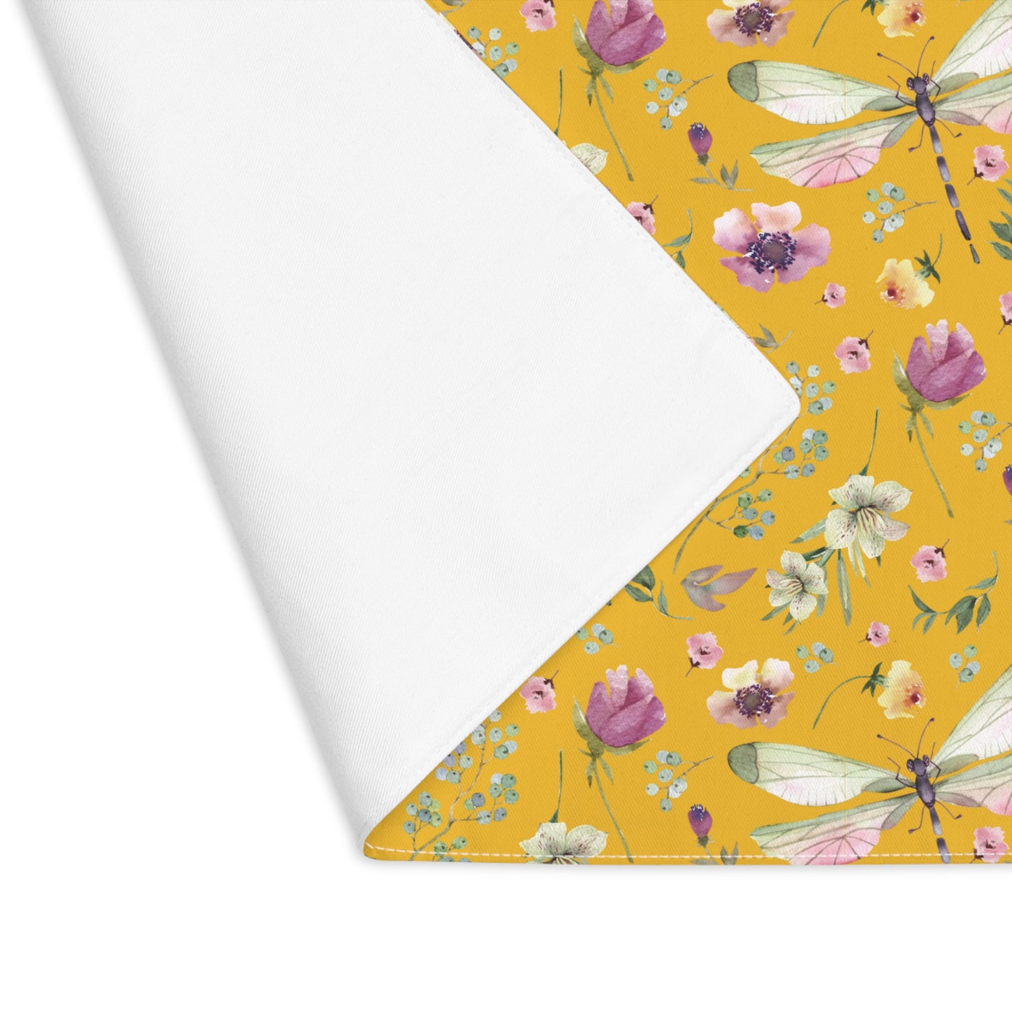 Placemat - Whimsy in Bloom Dragonflies & Floral Elegance Design - Yellow