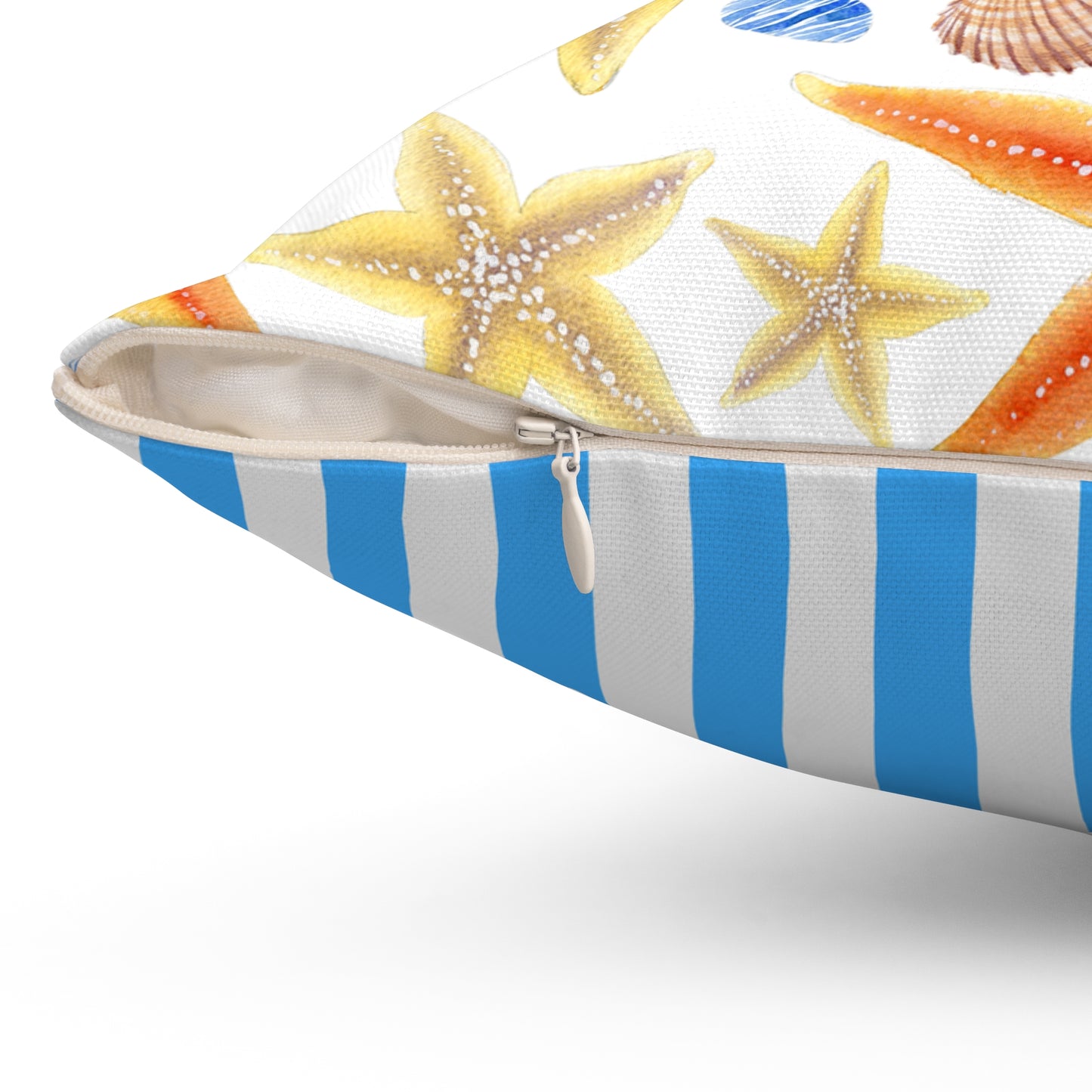 Coastal Decorative Pillow with Starfish & Stripes