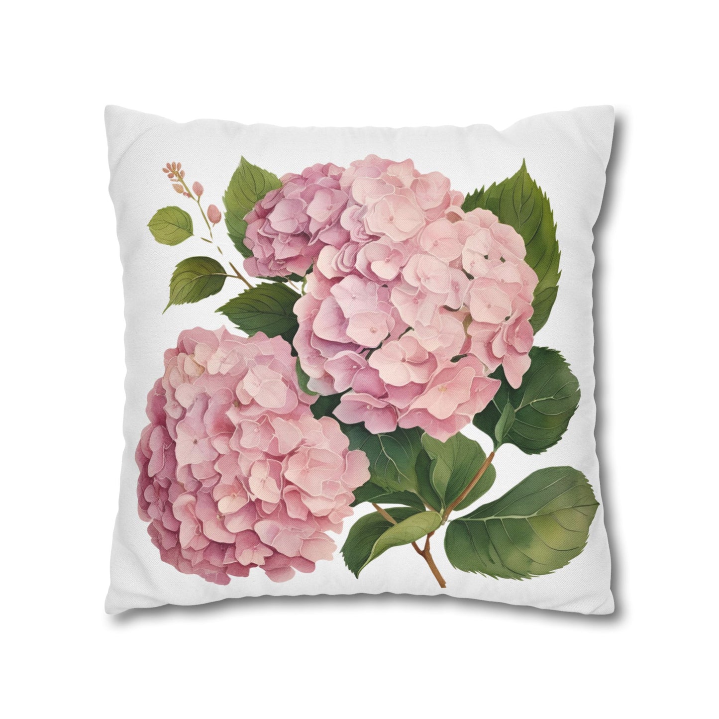 Tri Blushing Pink Floral Hydrangea Square Pillowcase - Cozy Home Decor