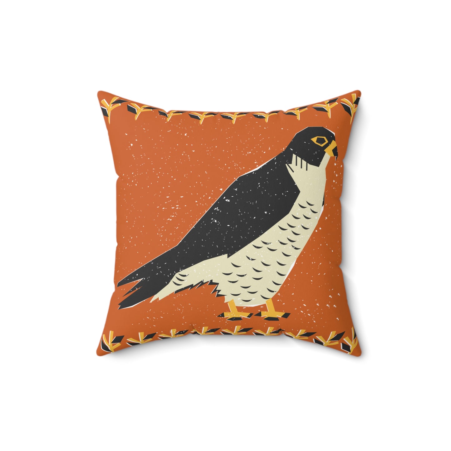 Folk Art Boho Tribal Hunting Hawk Square Pillow, Decorative Pillows for Home, Boho Living Room Decor, Gift for Her, Cozy Throw Pillow