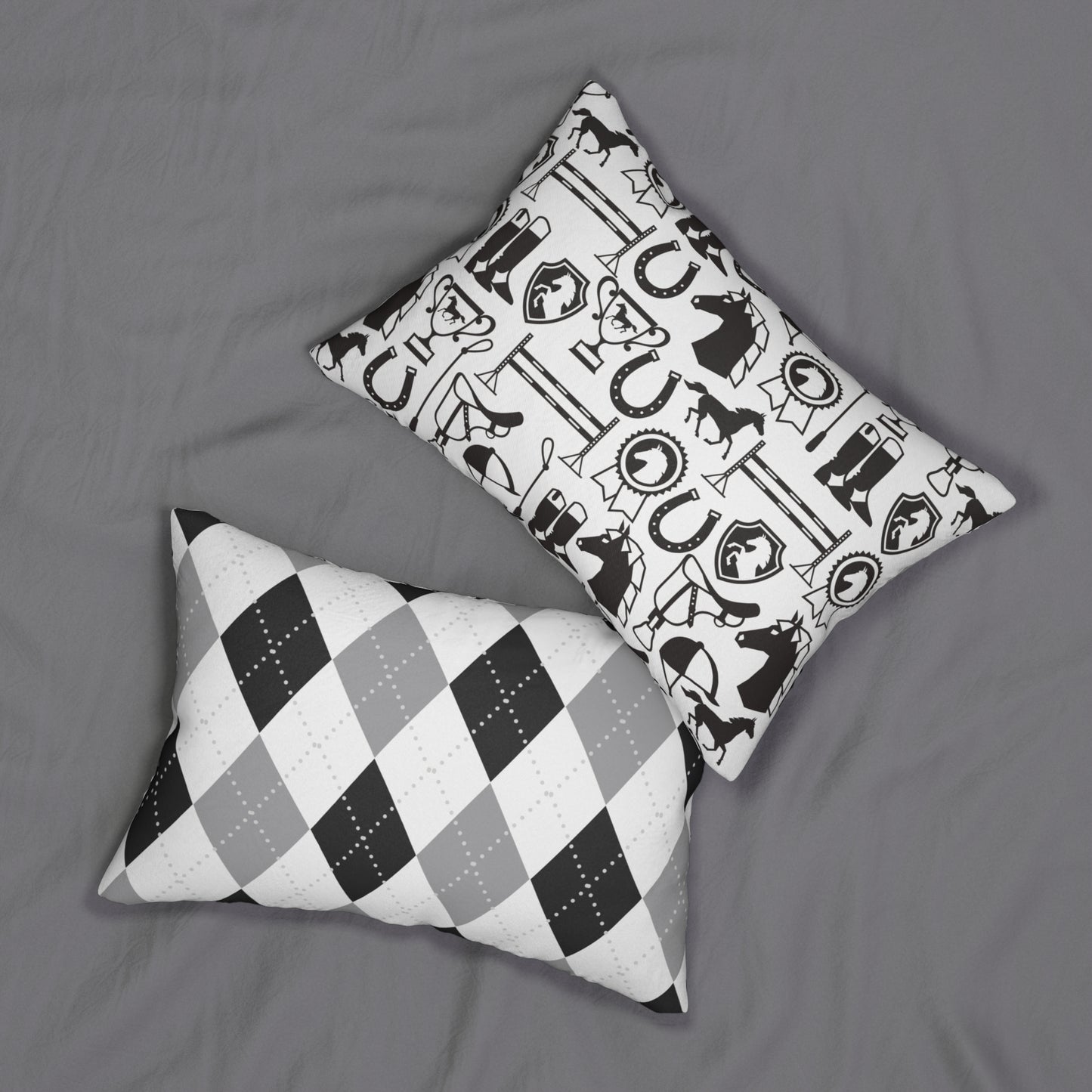 Equestrian-Themed Lumbar Pillow, Horse Lover Decor, Home Accent, Gift for Equestrians, Unique Riding Present, Farmhouse Style Cushion
