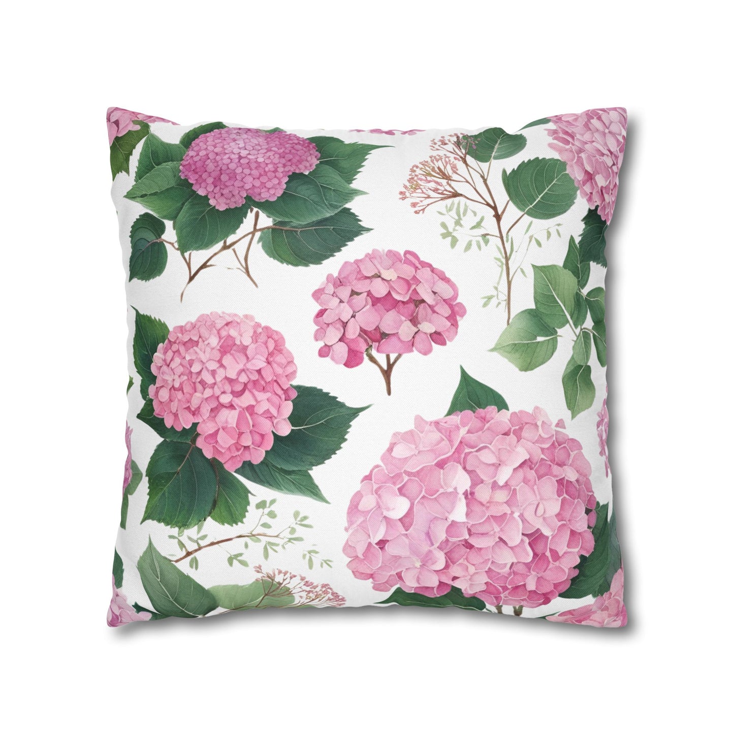 Blushing Hydrangeas – Pink Floral Square Pillowcase