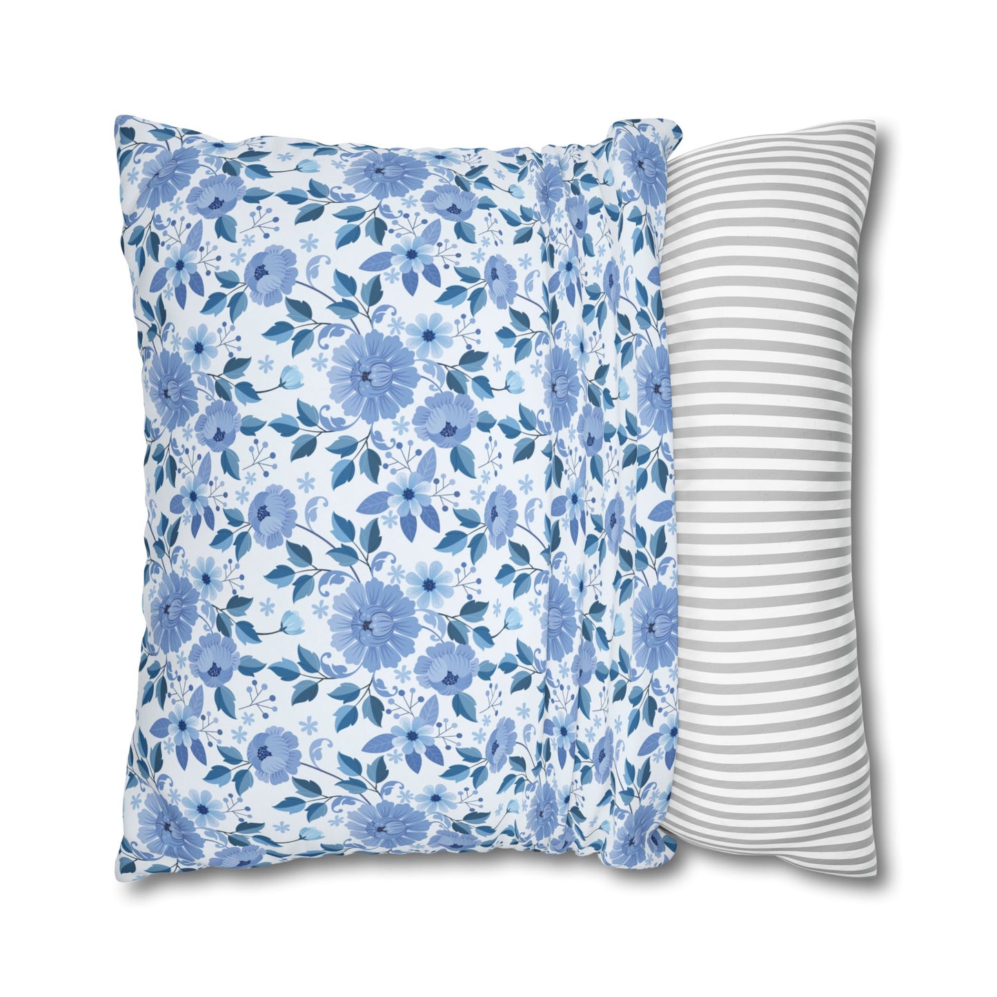 Floral Print Throw Pillowcase, Cozy Home Decor, Gift for Her, Accent Cushions, Living Room Comfort, Wedding Gift, Blue Flower Cushion