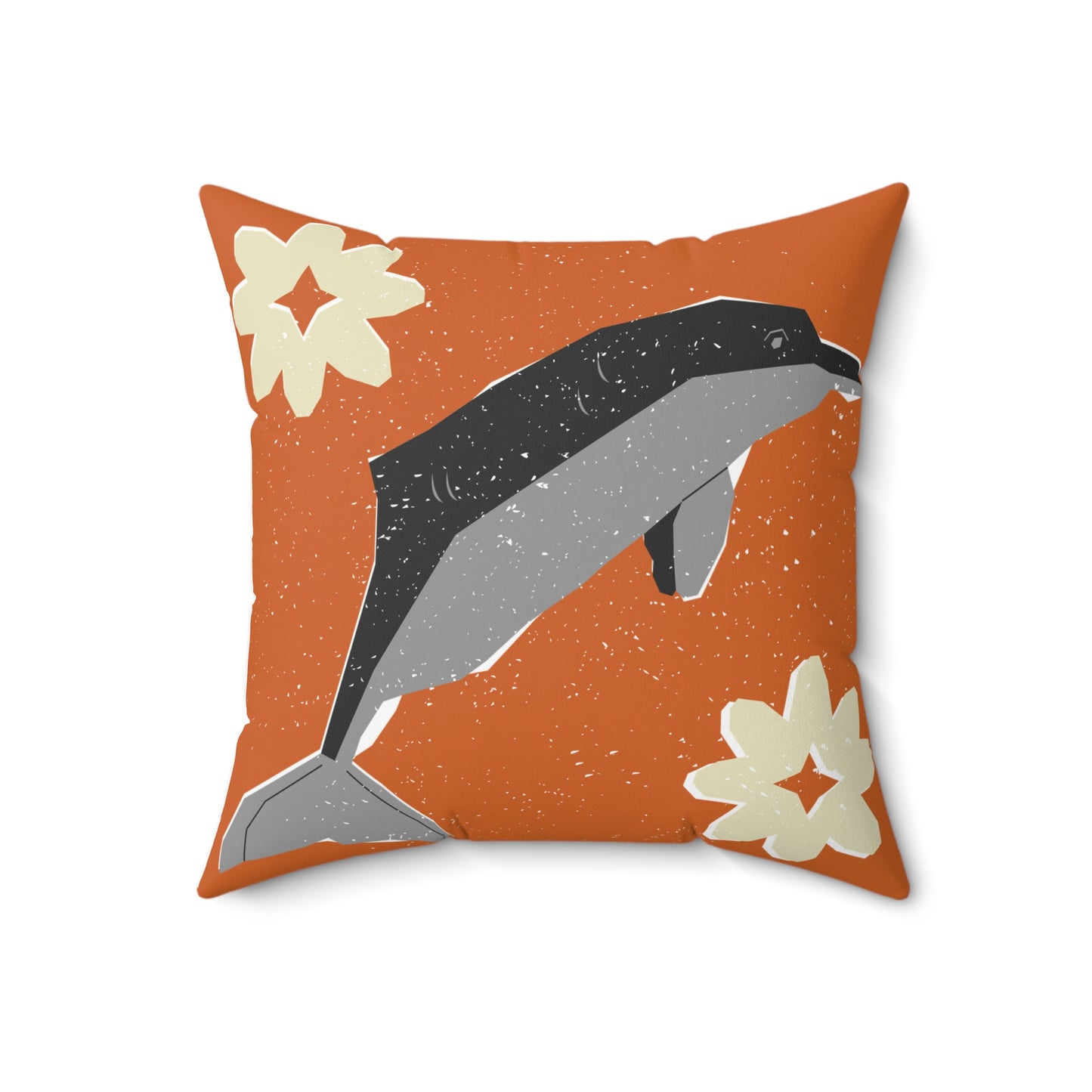 Mary Lillian Sunset Dolphin Throw Pillow – Retro Coastal Bloom