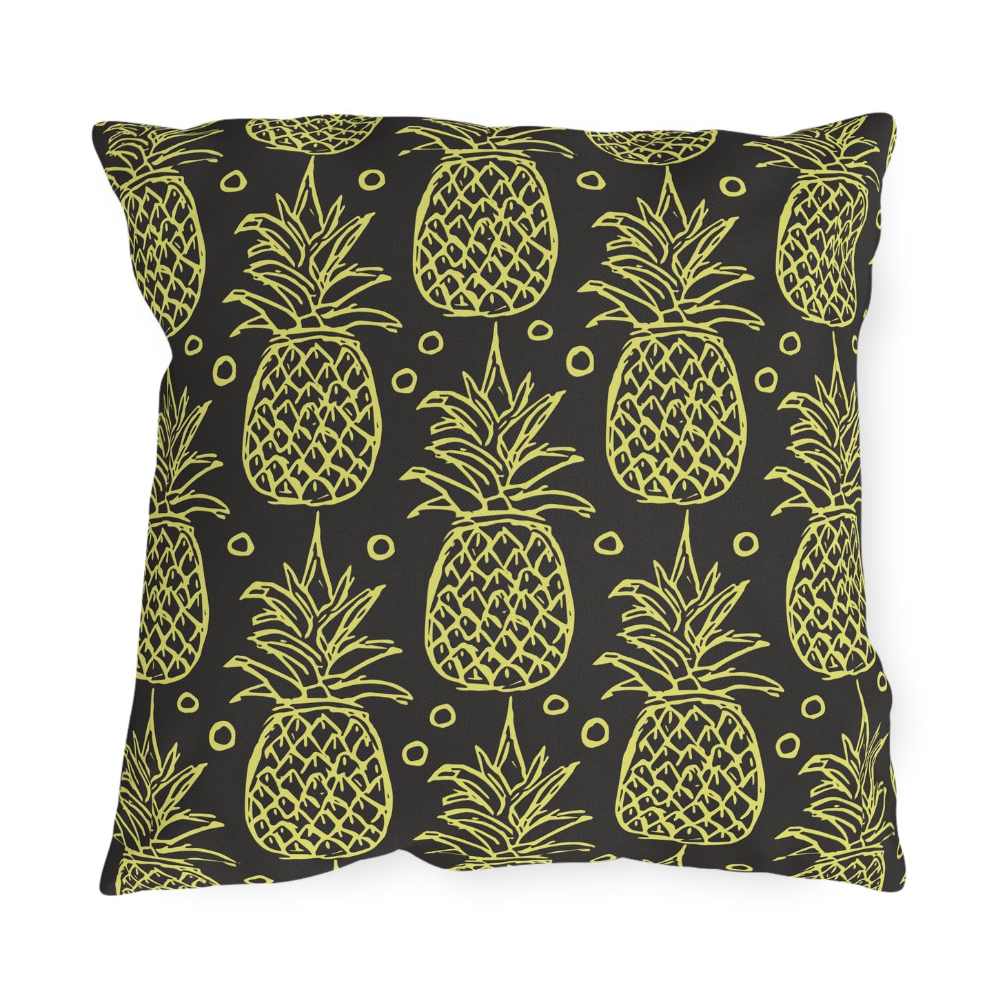 Outdoor Pillow - Tropical Welcome Pineapple Bright Yellow Summer Decor Design