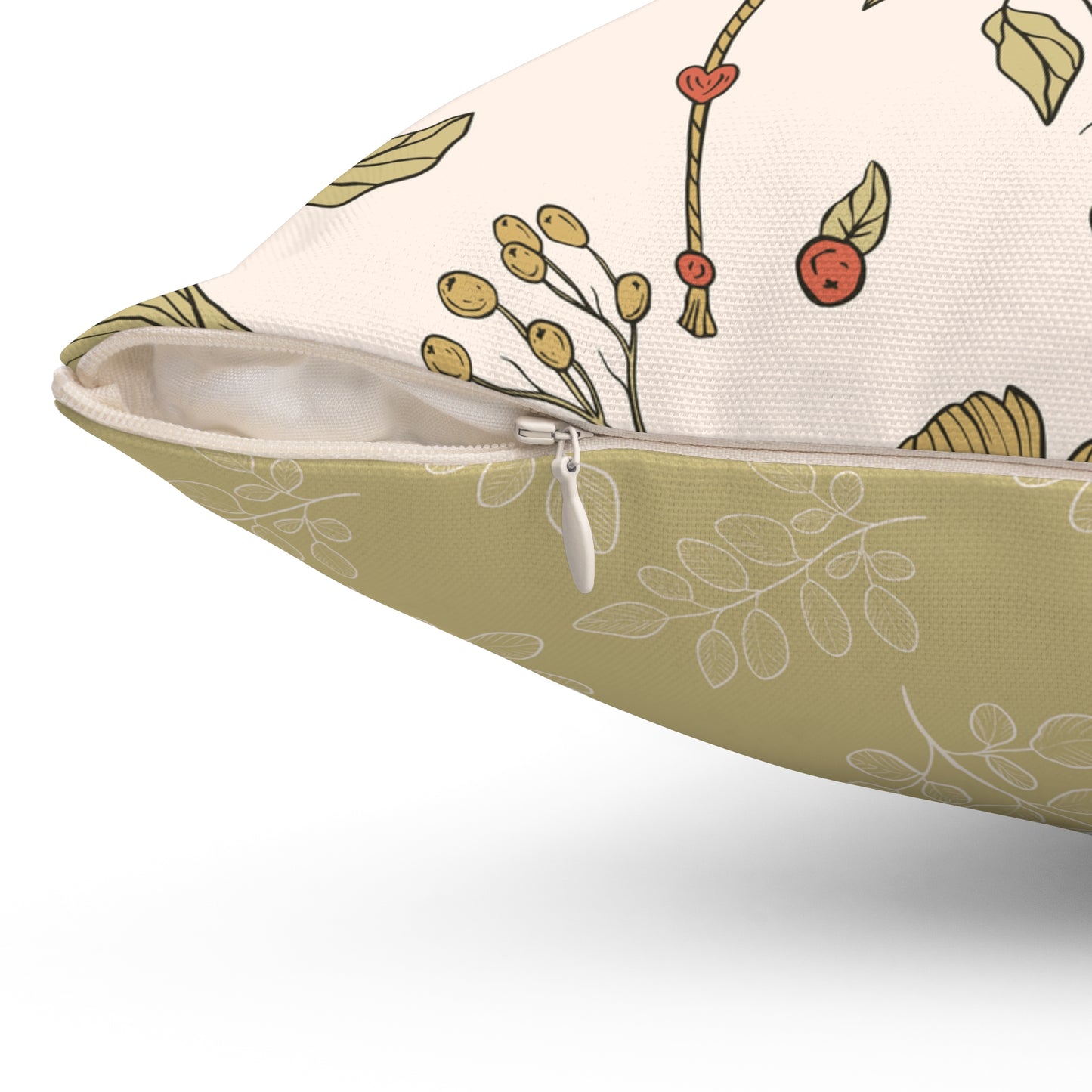 Throw Pillow Vintage Songbird Floral Design