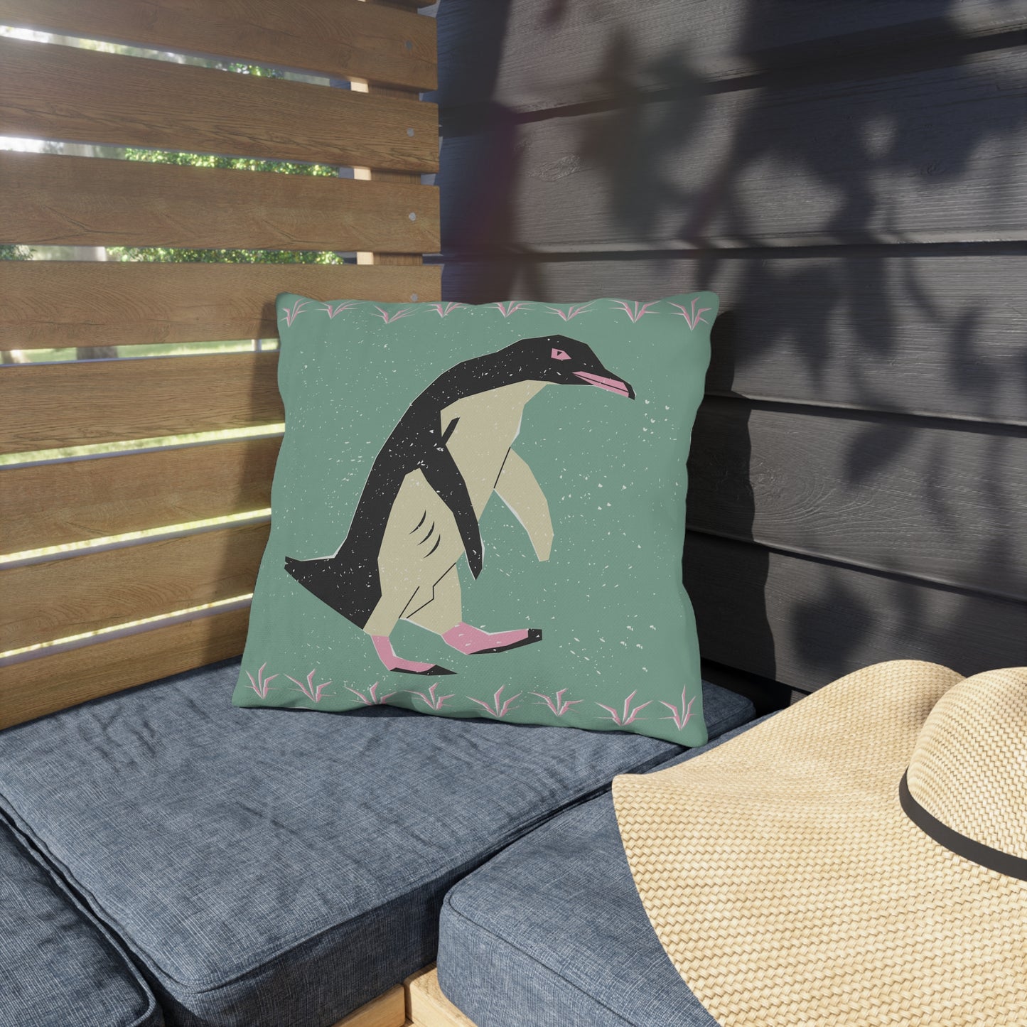 Stylish Outdoor Pillows for Cozy Patios, Penguin Decor, Tribal Pattern Cushion, Summer Accessories, Unique Home Gift