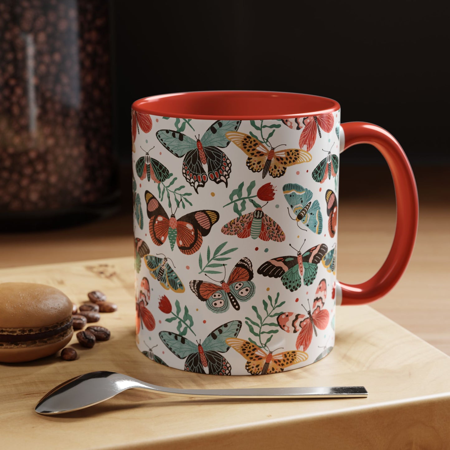 Mug Butterfly Breeze Turquoise and Rich Red