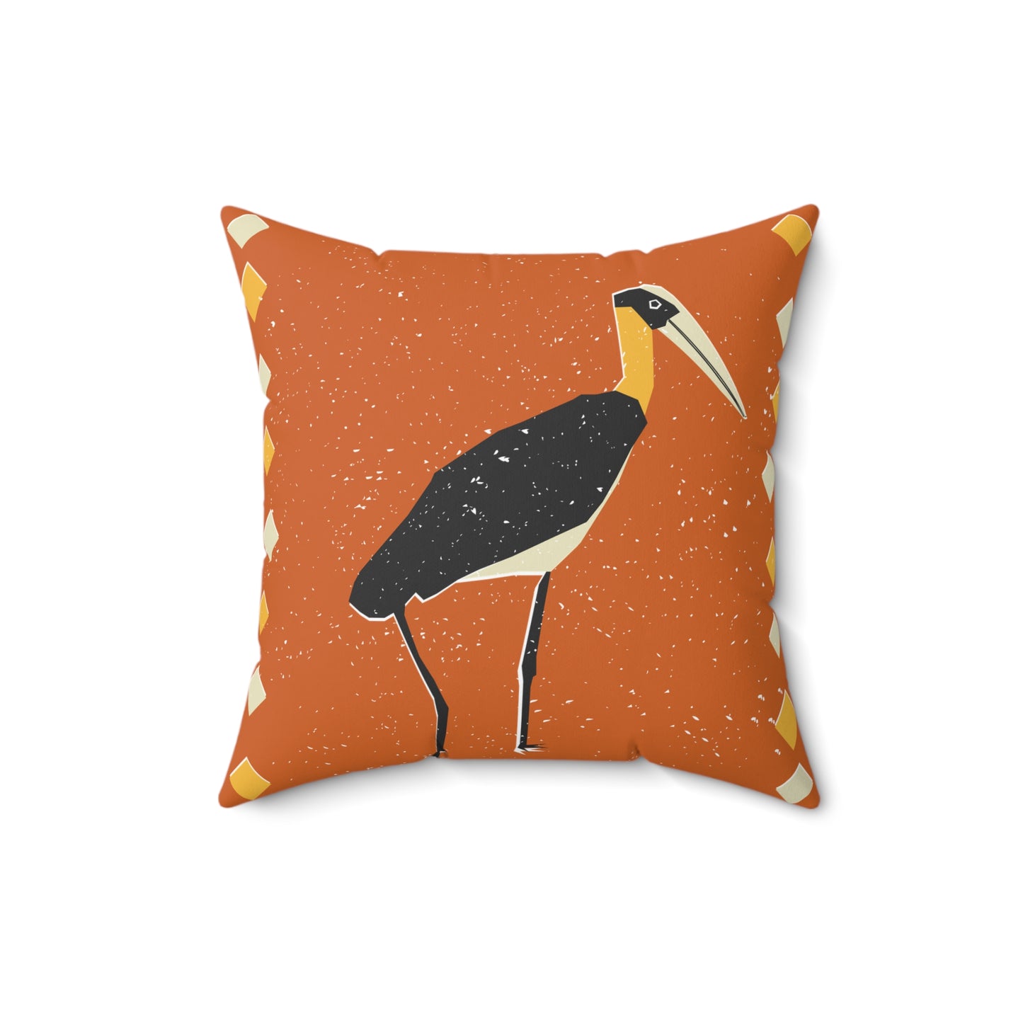 Boho Chic Tall Bird Square Pillow, Decorative Cushion, Home Accent, Unique Gift, Bohemian Decor, Modern Pillowcase