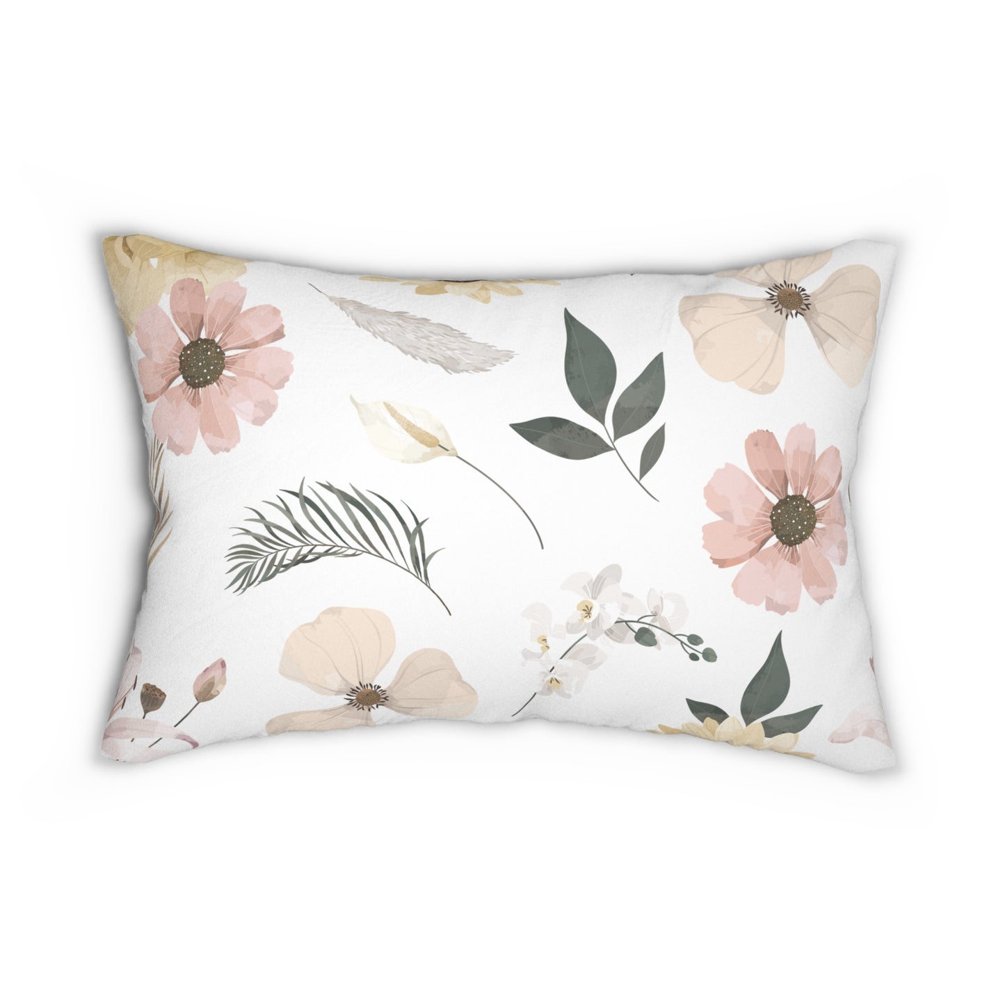 Earth Tones Floral Dragonfly Lumbar Pillow | Bohemian Home Decor, Decorative Cushion, Nature-Inspired Gift, Spring Accent, Cozy Living Room