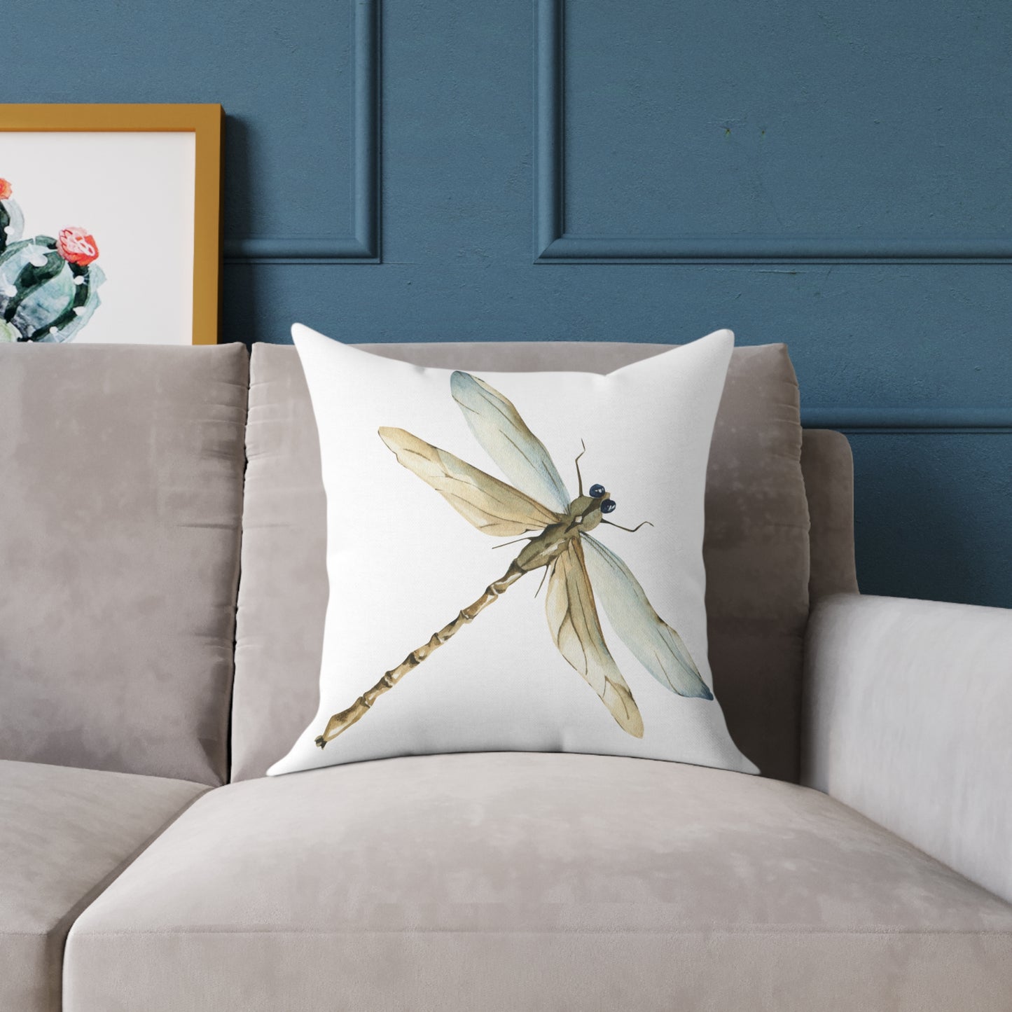 Nature-Inspired Decorative Dragonfly Pillow, Floral Cushion, Home Decor, Gift for Garden Lovers, Cozy Living Room Accent