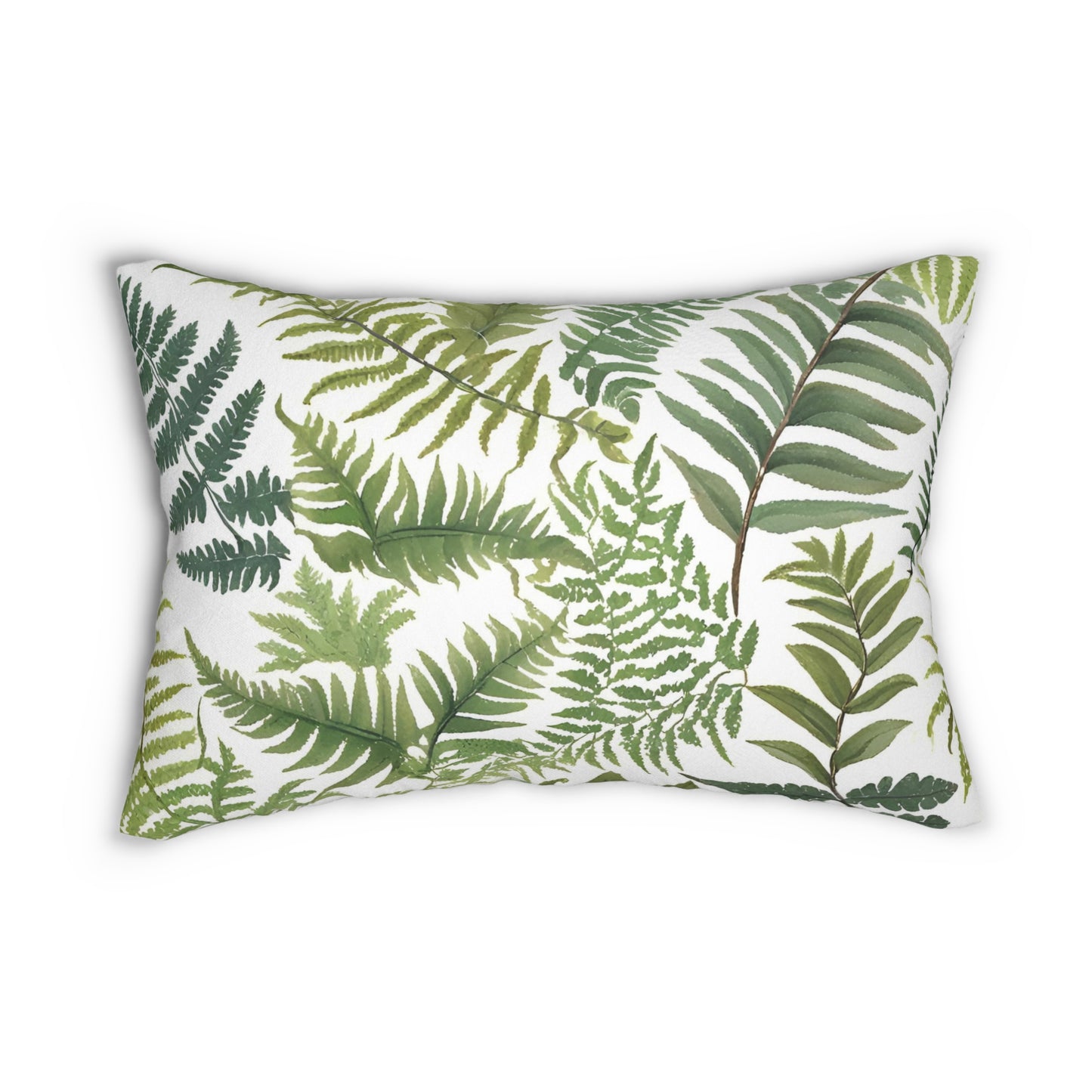 Botanical Fern White Background Lumbar Pillow - Nature-Inspired Home Decor, Cozy Throw Pillow, Leaf Print Cushion, Perfect Gift, Indoor Accent