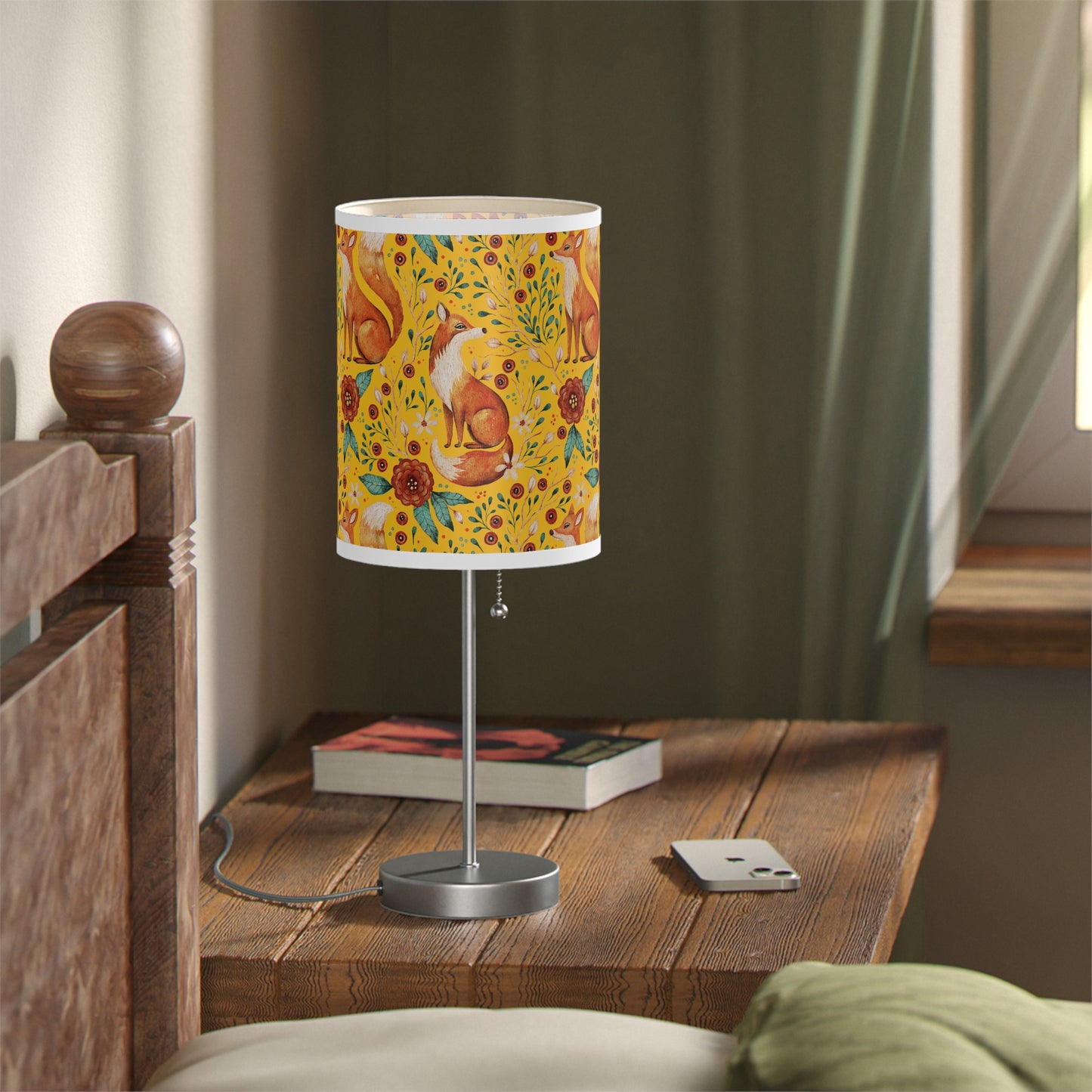 Whimsical Fox Floral Table Lamp - Stylish Decorative Lighting for Cozy Spaces - Yellow