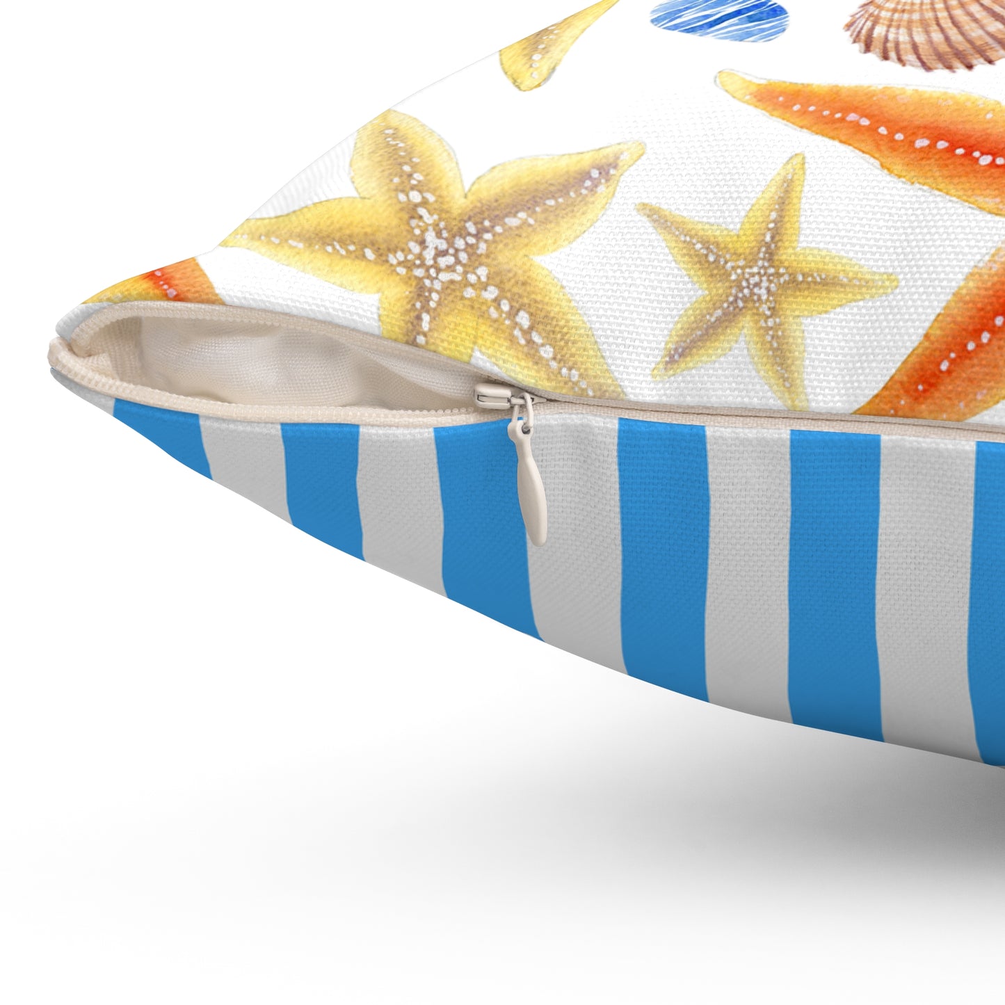 Coastal Decorative Pillow with Starfish & Stripes