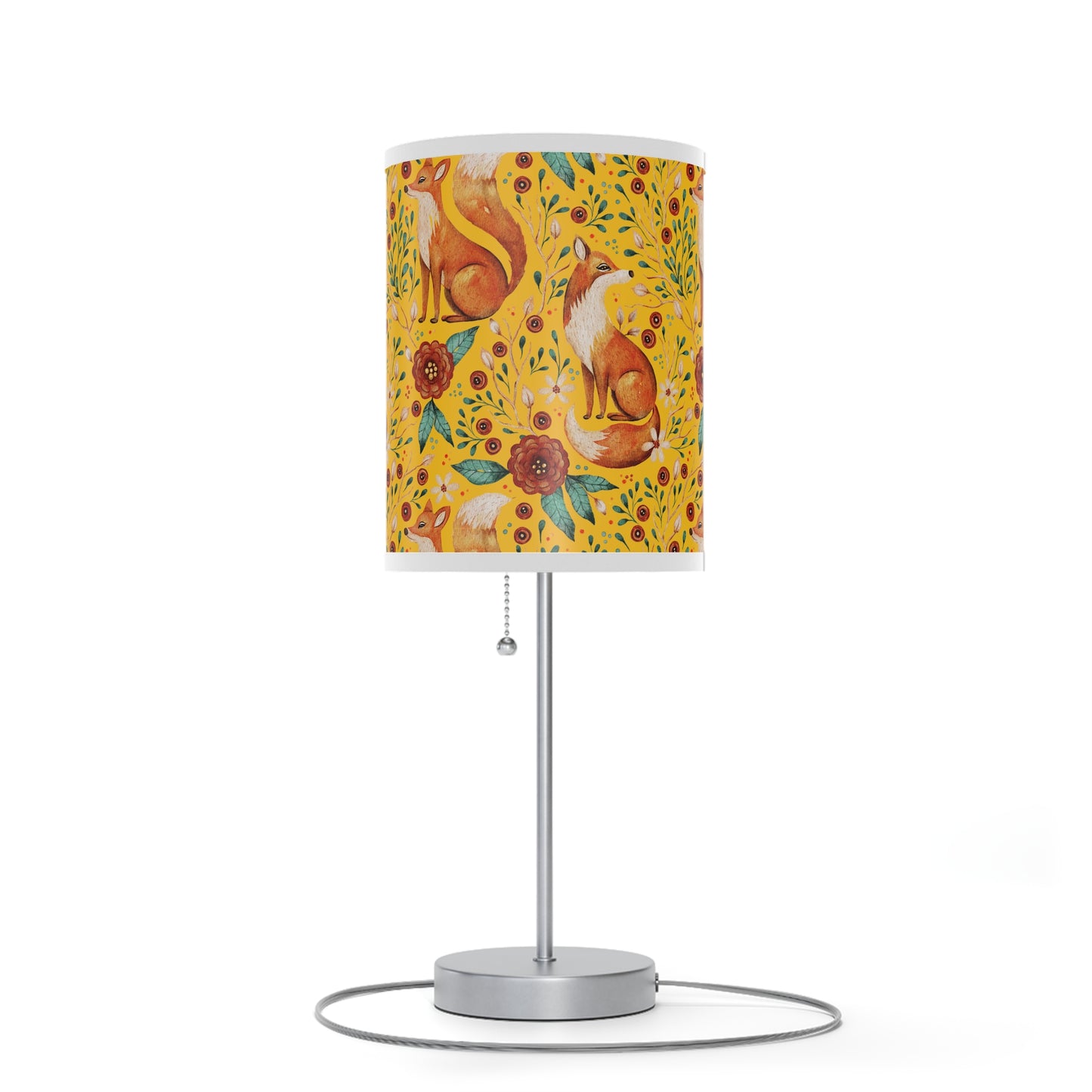 Whimsical Fox Floral Table Lamp - Stylish Decorative Lighting for Cozy Spaces - Yellow